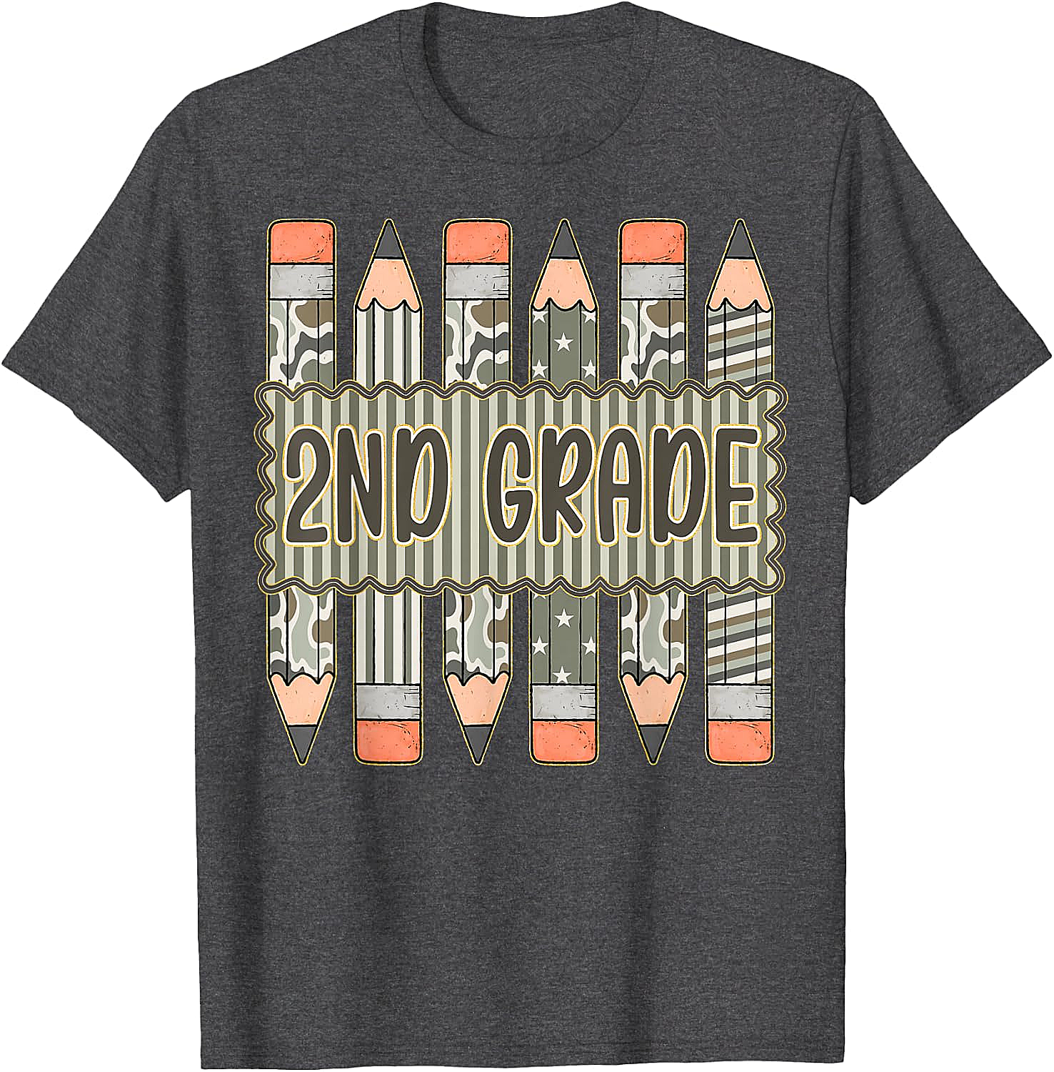 2nd Grade Camo Pencil T-Shirt Back to School Tee