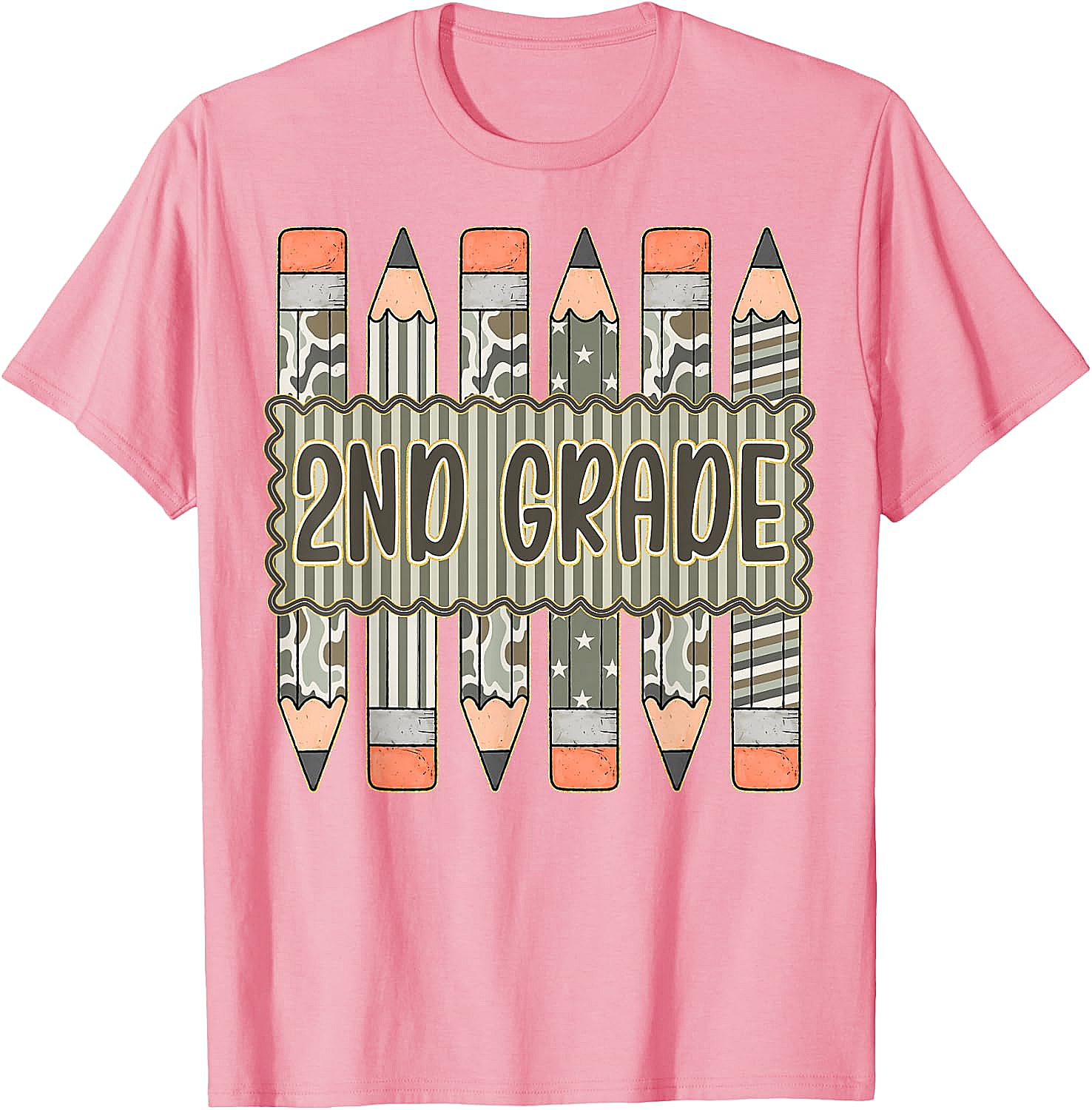 2nd Grade Camo Pencil T-Shirt Back to School Tee