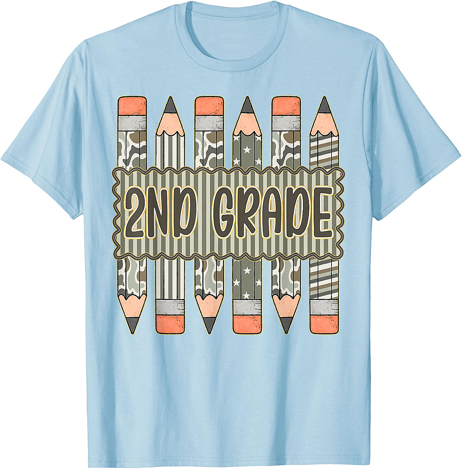 2nd Grade Camo Pencil T-Shirt Back to School Tee