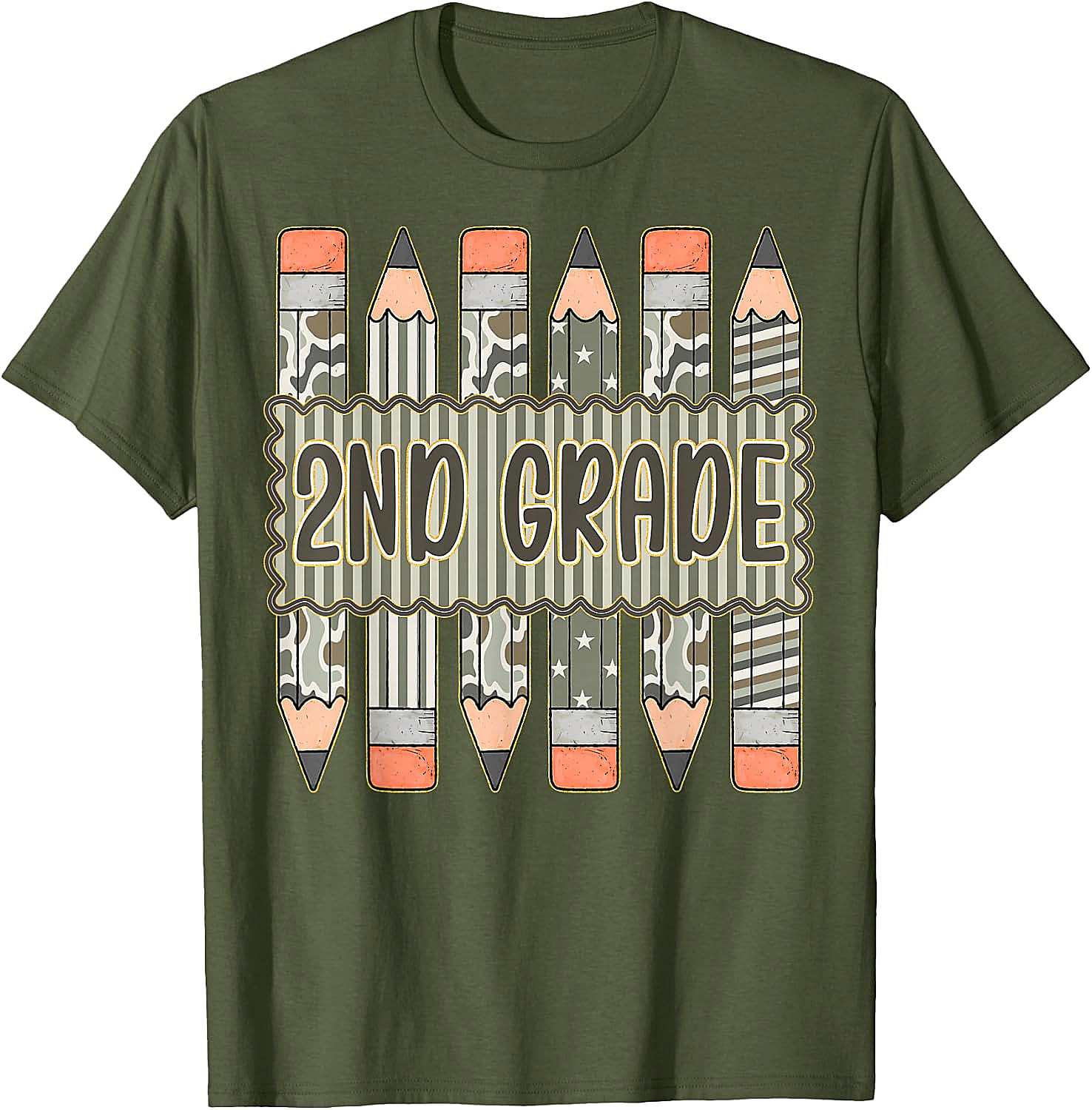 2nd Grade Camo Pencil T-Shirt Back to School Tee