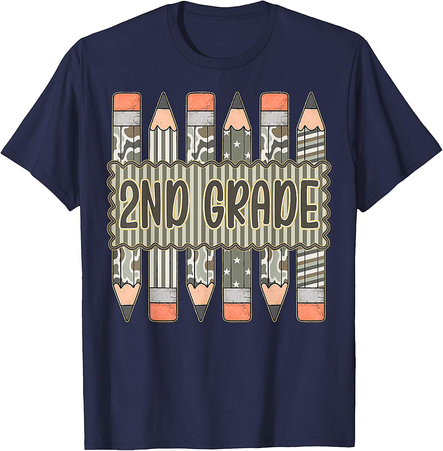 2nd Grade Camo Pencil T-Shirt Back to School Tee
