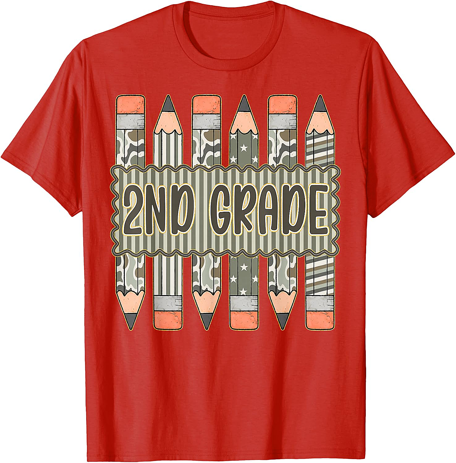 2nd Grade Camo Pencil T-Shirt Back to School Tee
