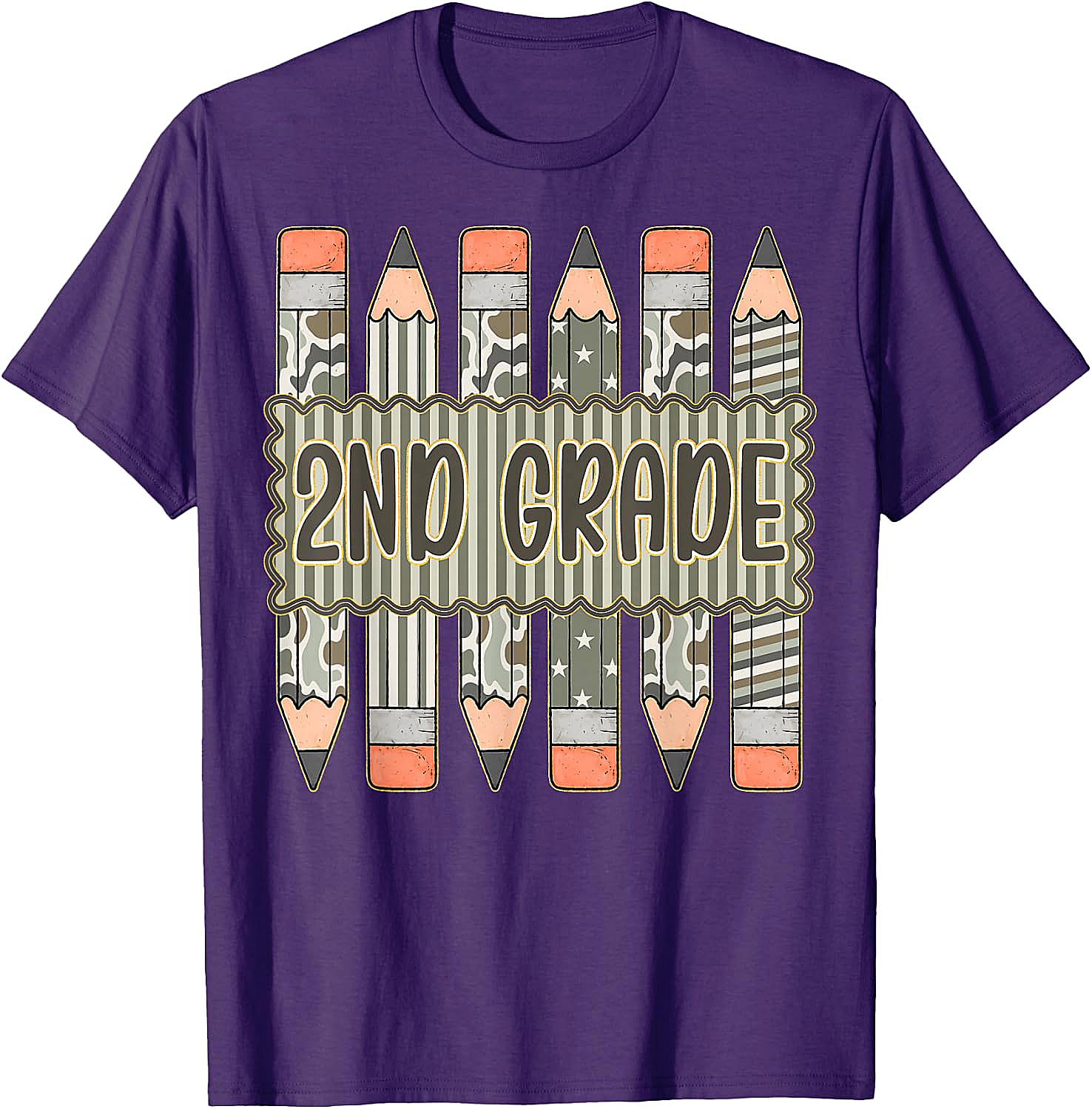 2nd Grade Camo Pencil T-Shirt Back to School Tee