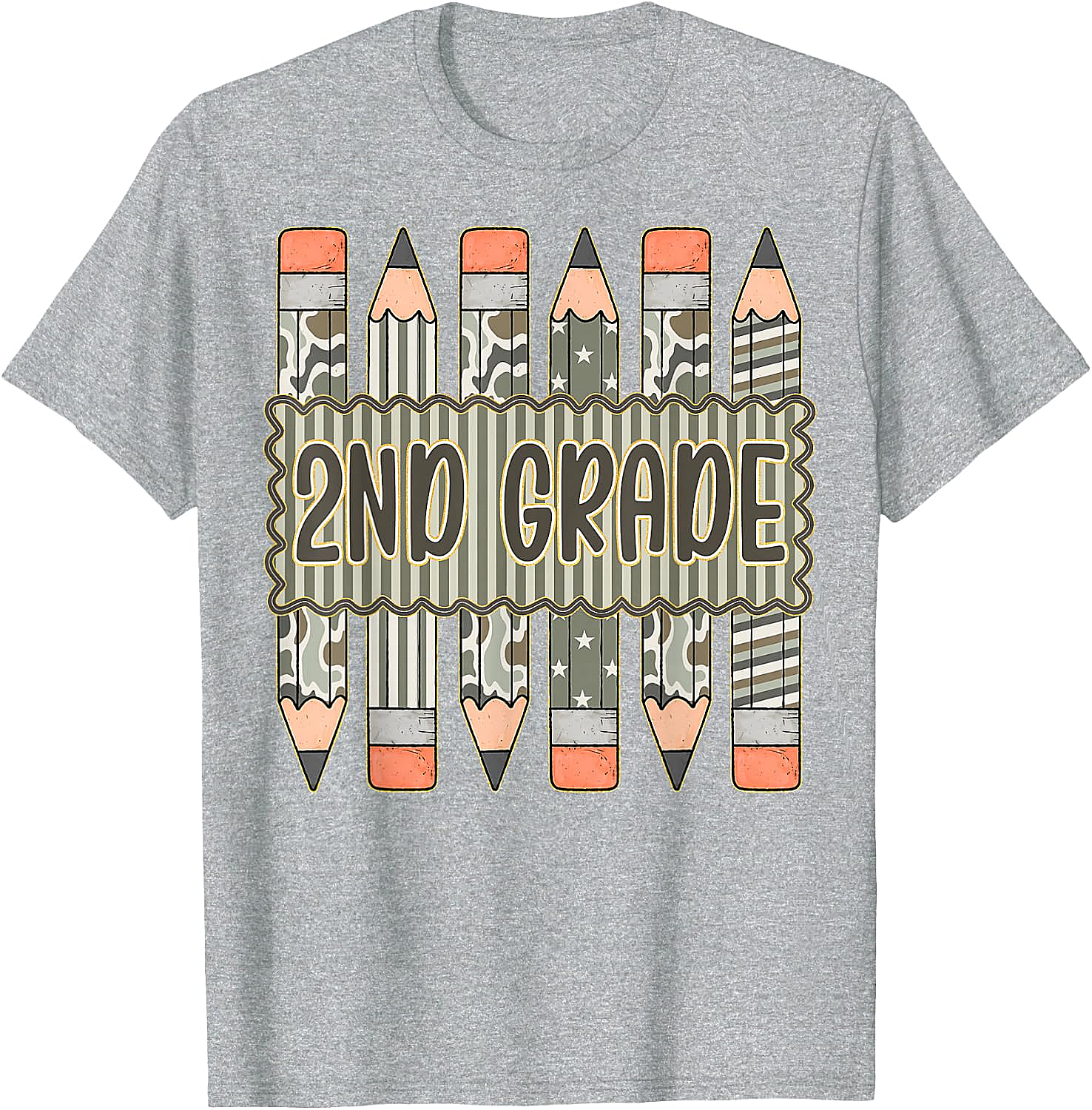 2nd Grade Camo Pencil T-Shirt Back to School Tee