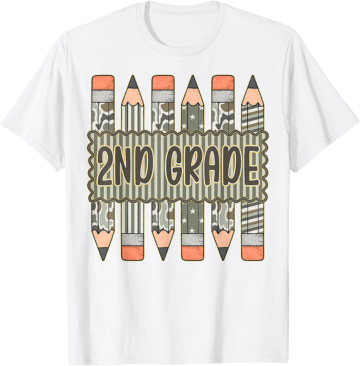 2nd Grade Camo Pencil T-Shirt Back to School Tee