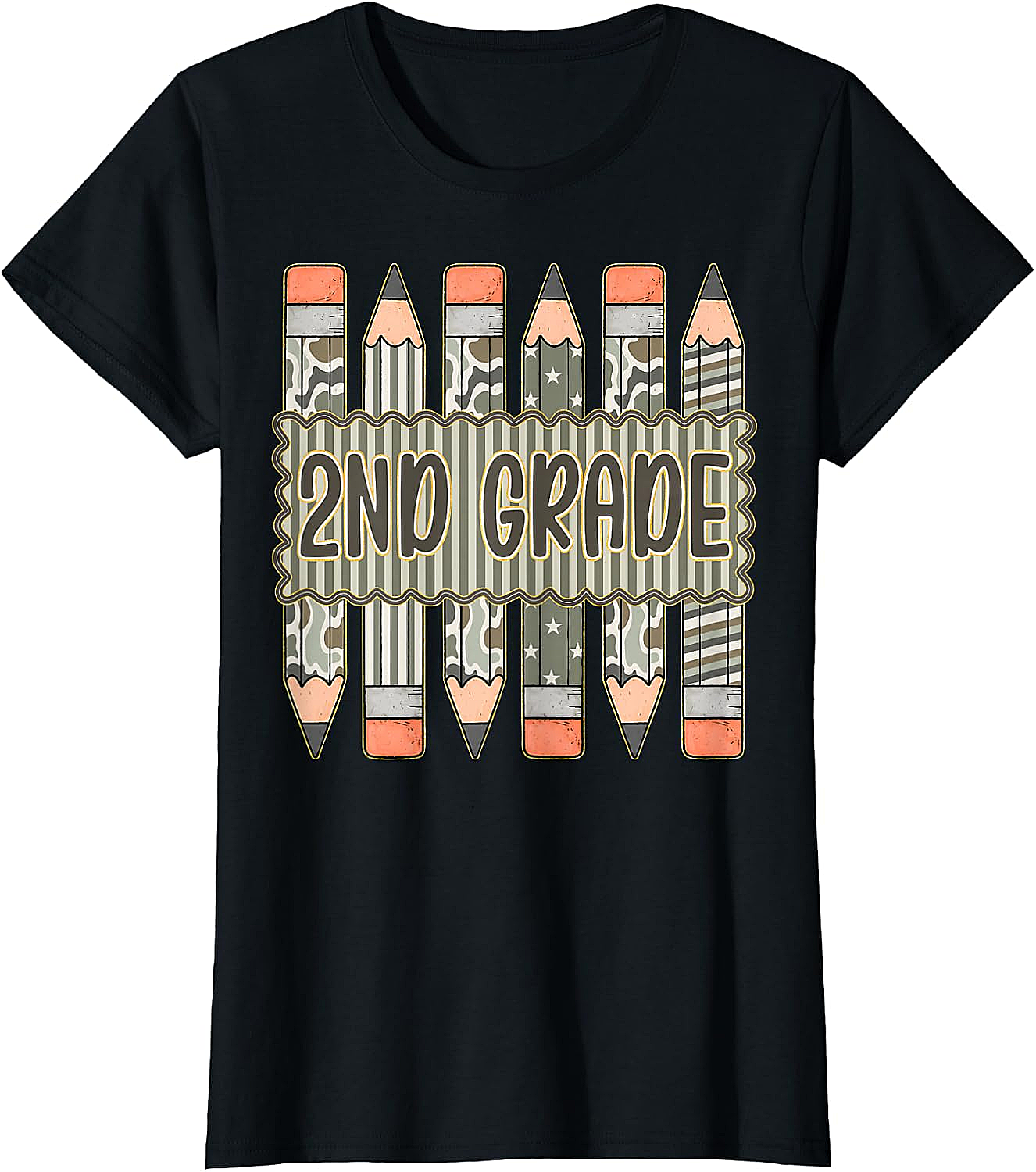 2nd Grade Camo Pencil T-Shirt Back to School Tee