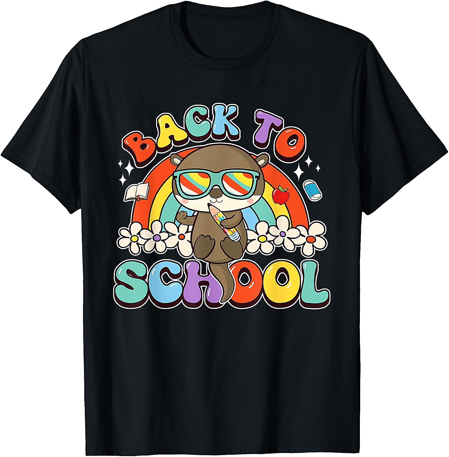 Back to School Otter T-Shirt | Groovy Rainbow Tee