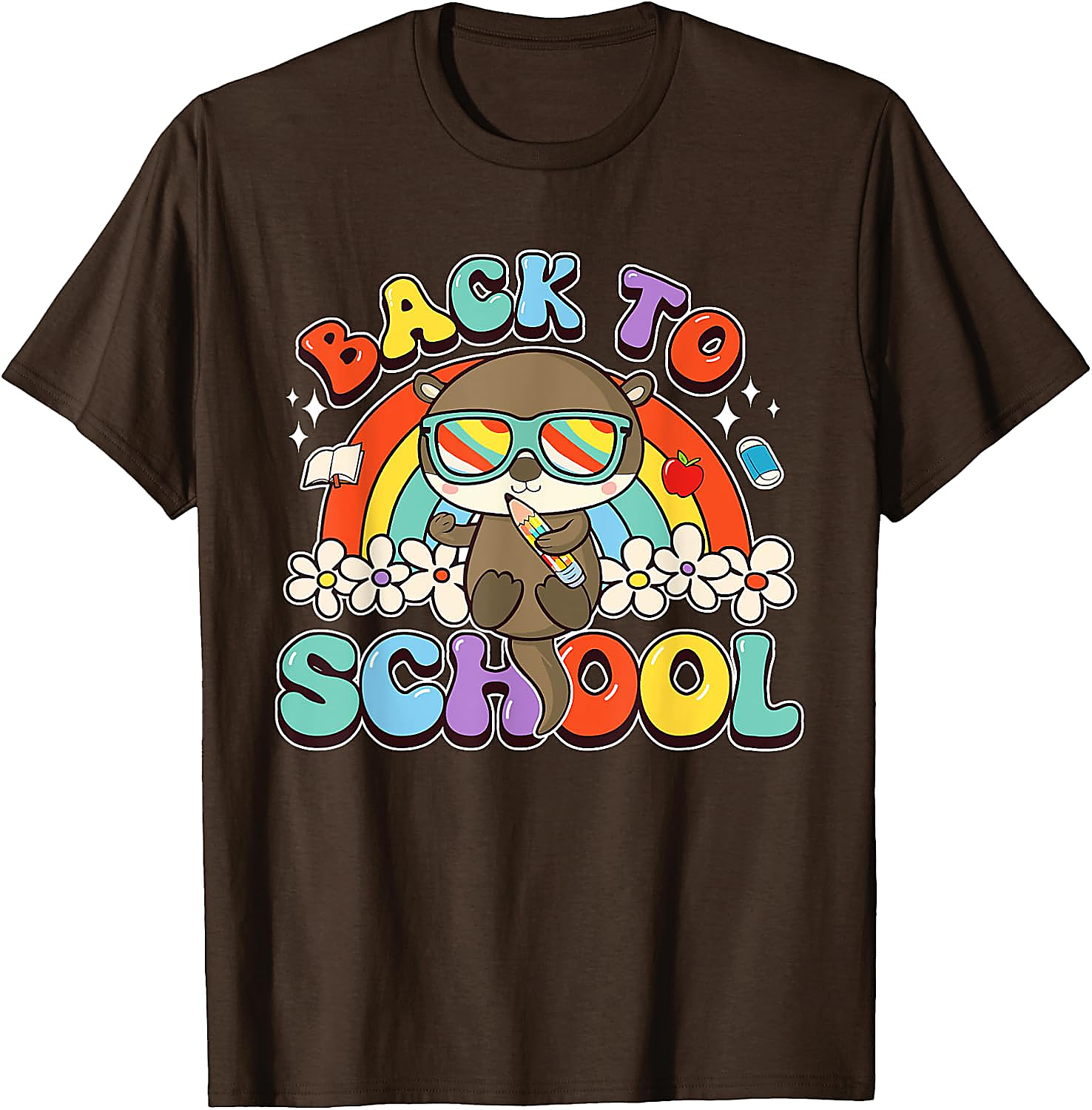 Back to School Otter T-Shirt | Groovy Rainbow Tee