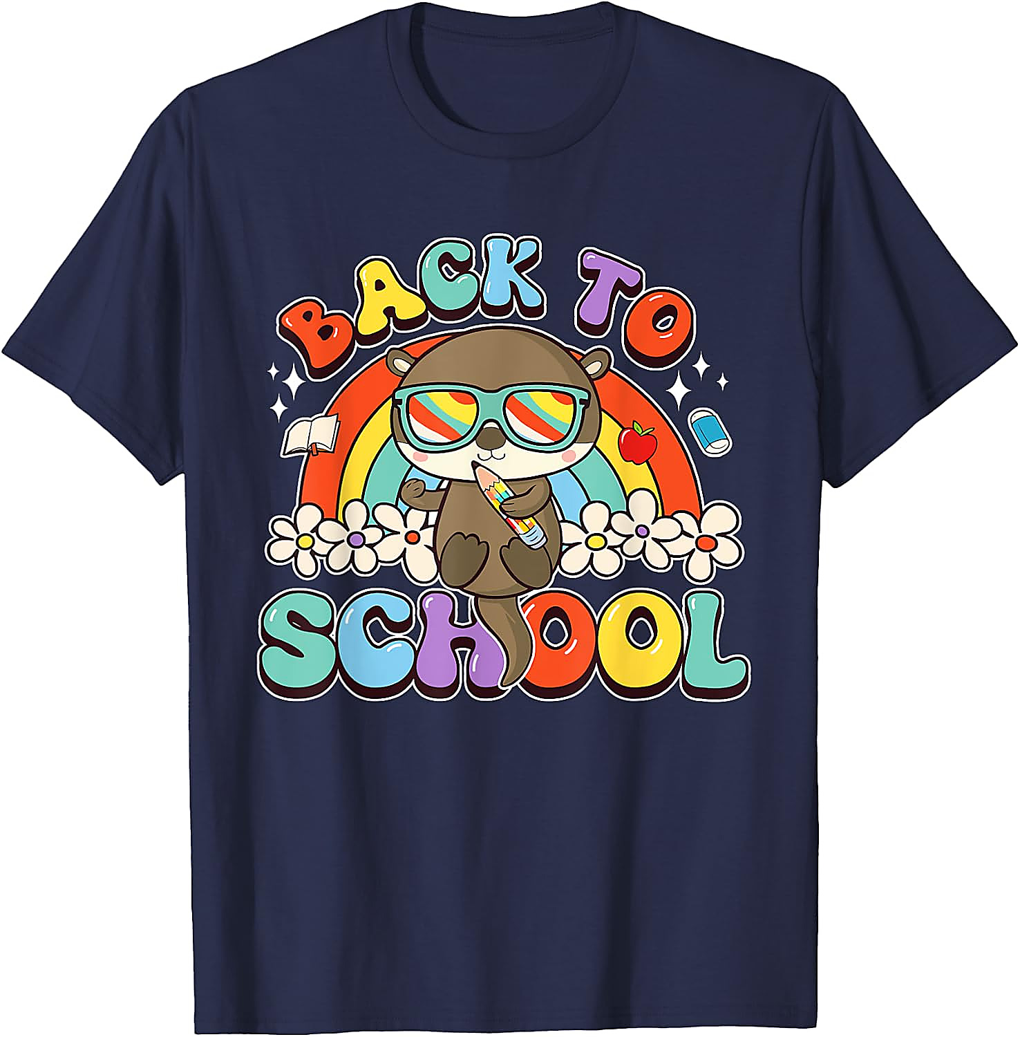 Back to School Otter T-Shirt | Groovy Rainbow Tee