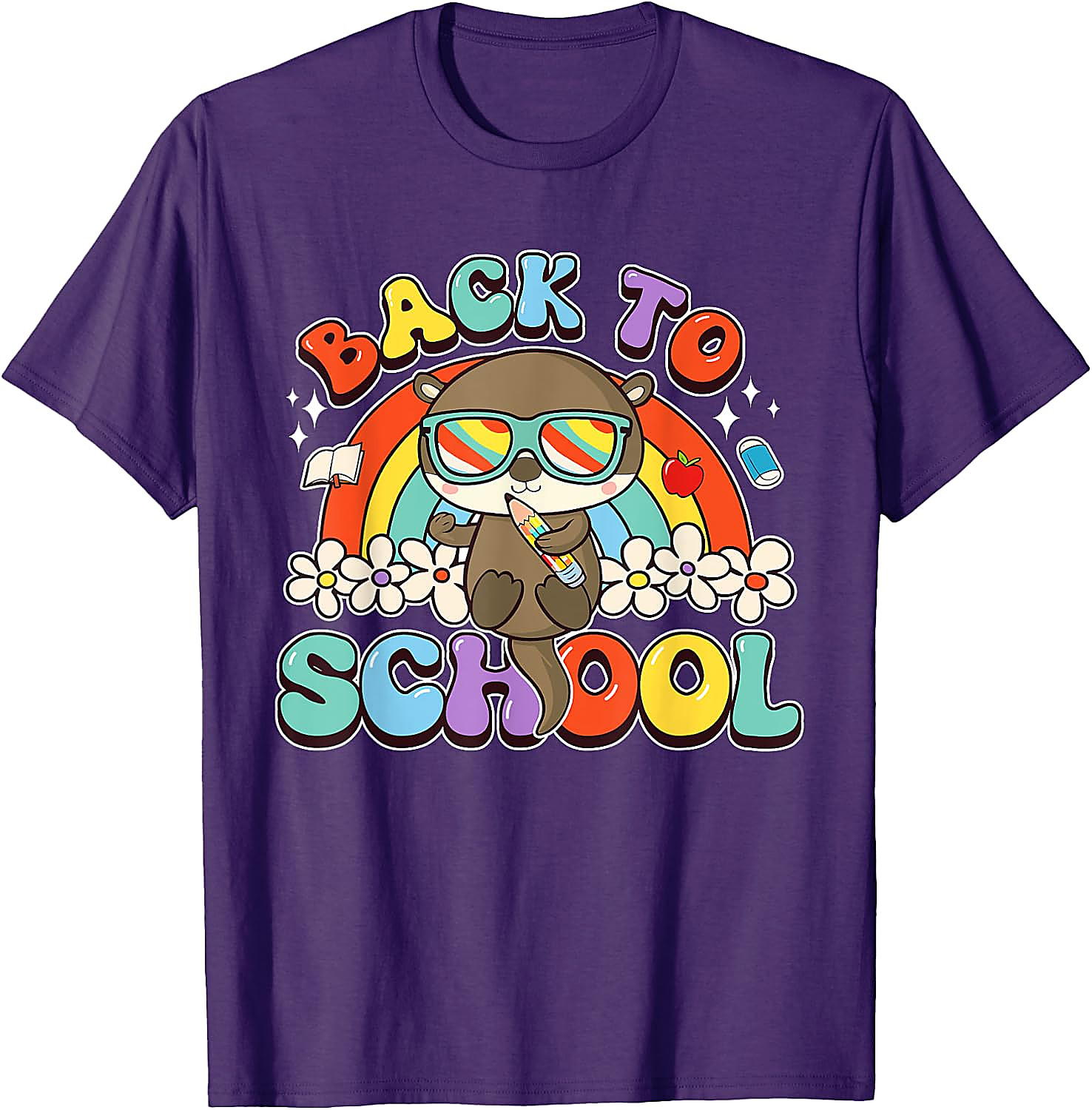 Back to School Otter T-Shirt | Groovy Rainbow Tee
