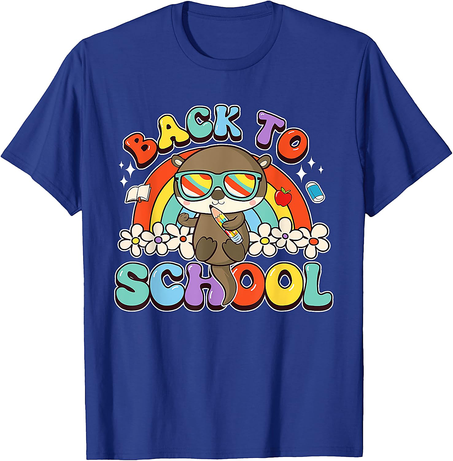 Back to School Otter T-Shirt | Groovy Rainbow Tee