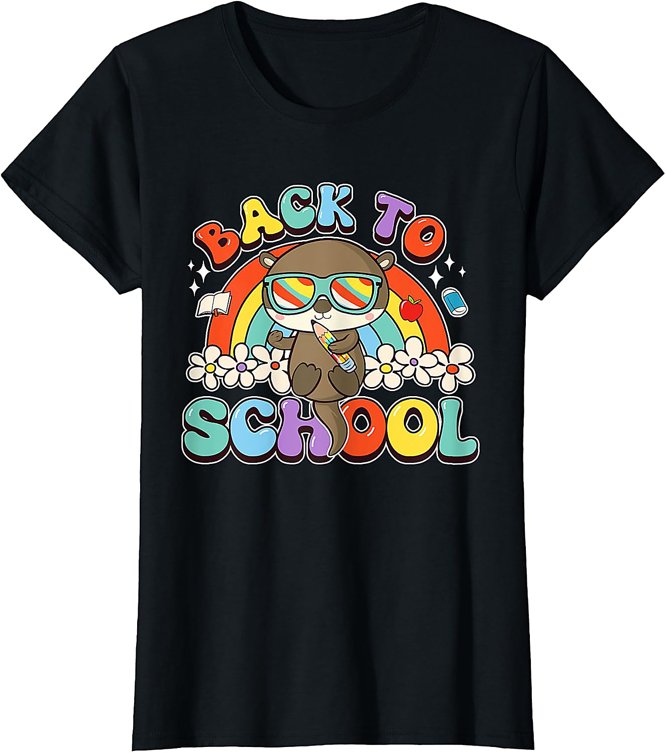 Back to School Otter T-Shirt | Groovy Rainbow Tee