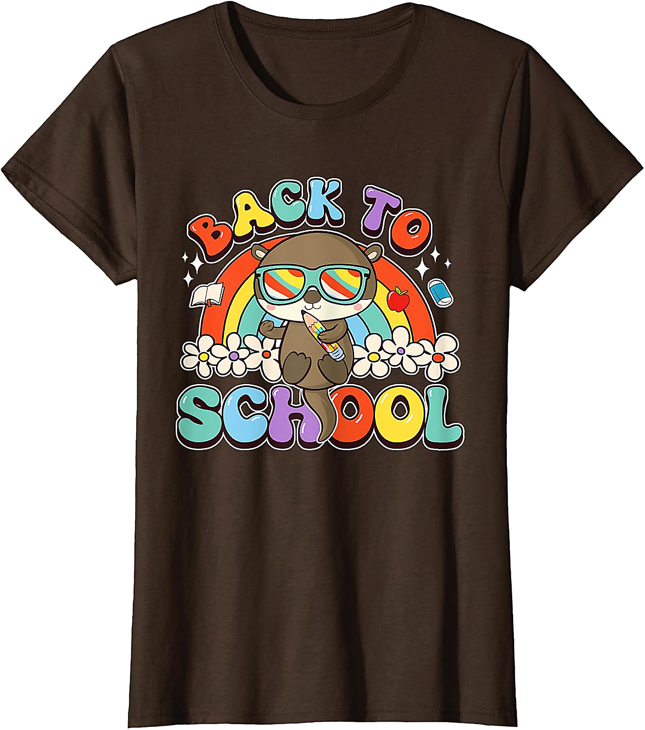 Back to School Otter T-Shirt | Groovy Rainbow Tee