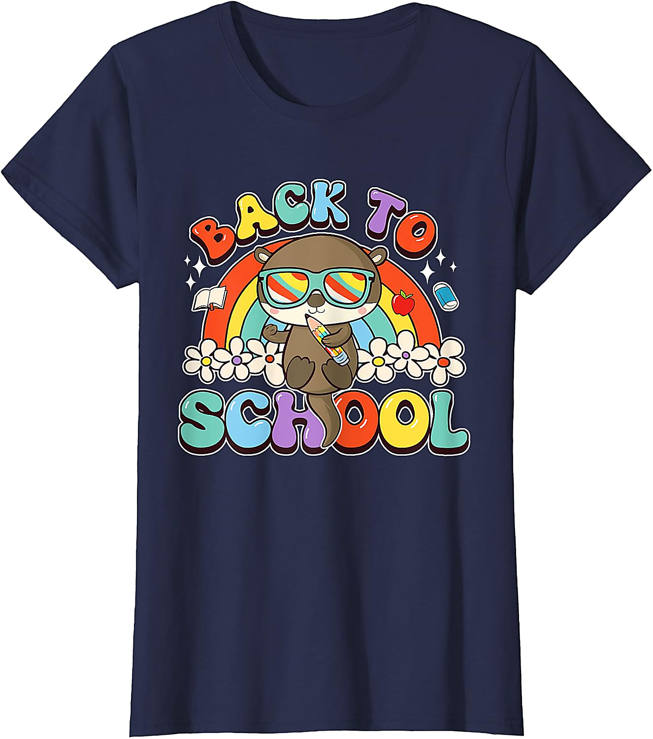 Back to School Otter T-Shirt | Groovy Rainbow Tee