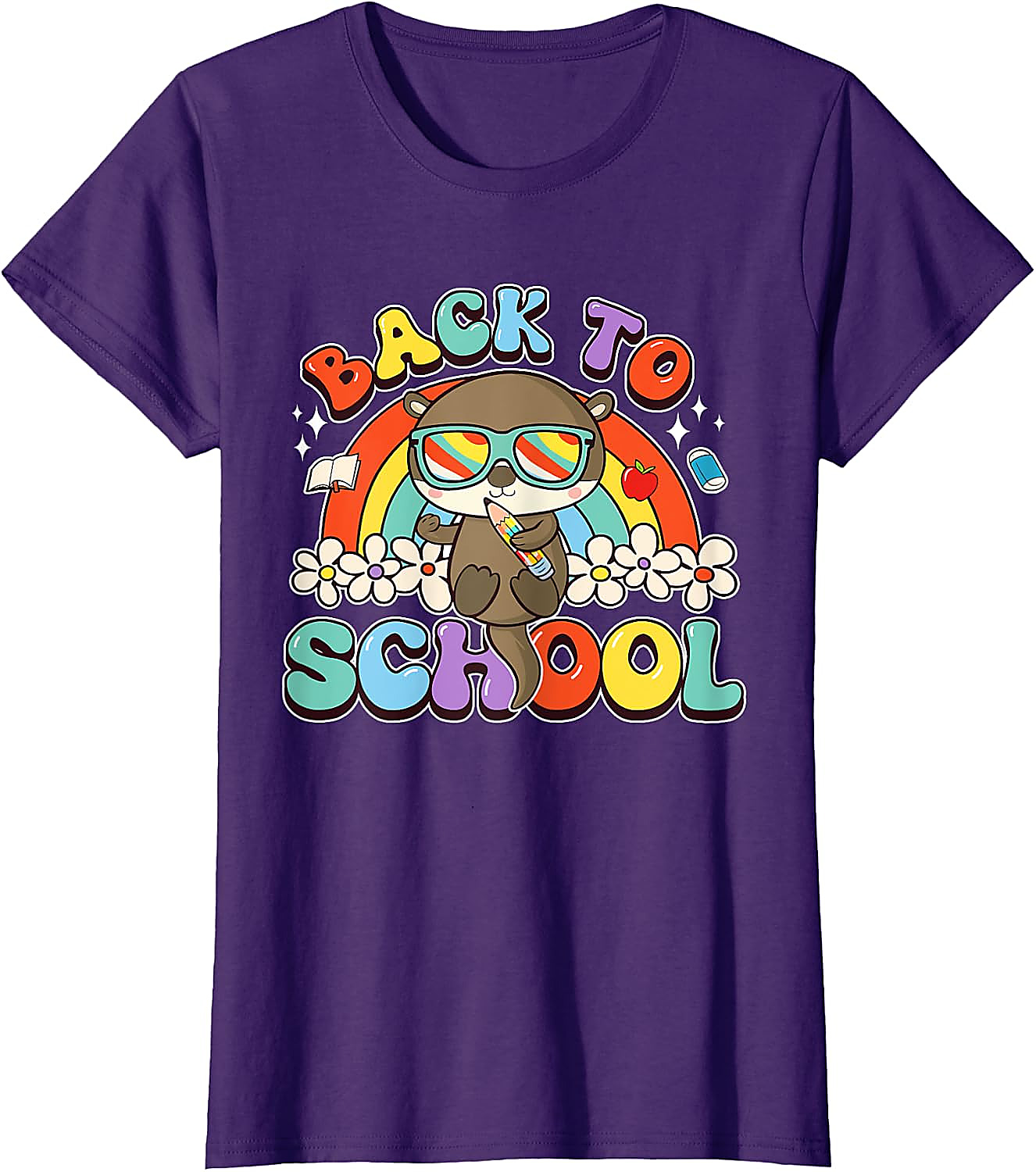 Back to School Otter T-Shirt | Groovy Rainbow Tee