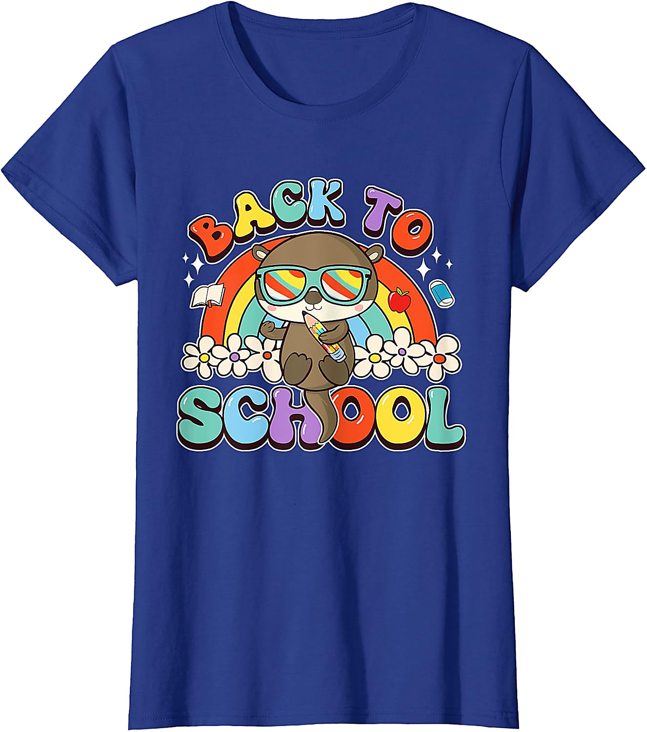 Back to School Otter T-Shirt | Groovy Rainbow Tee