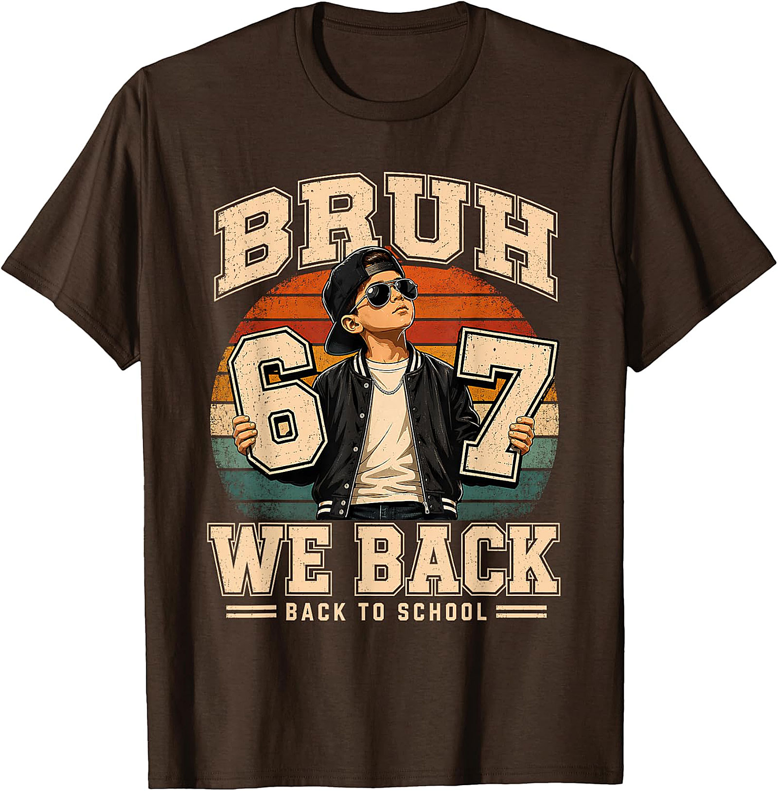 Bruh We Back To School 6th 7th Grade Retro Kids T-Shirt