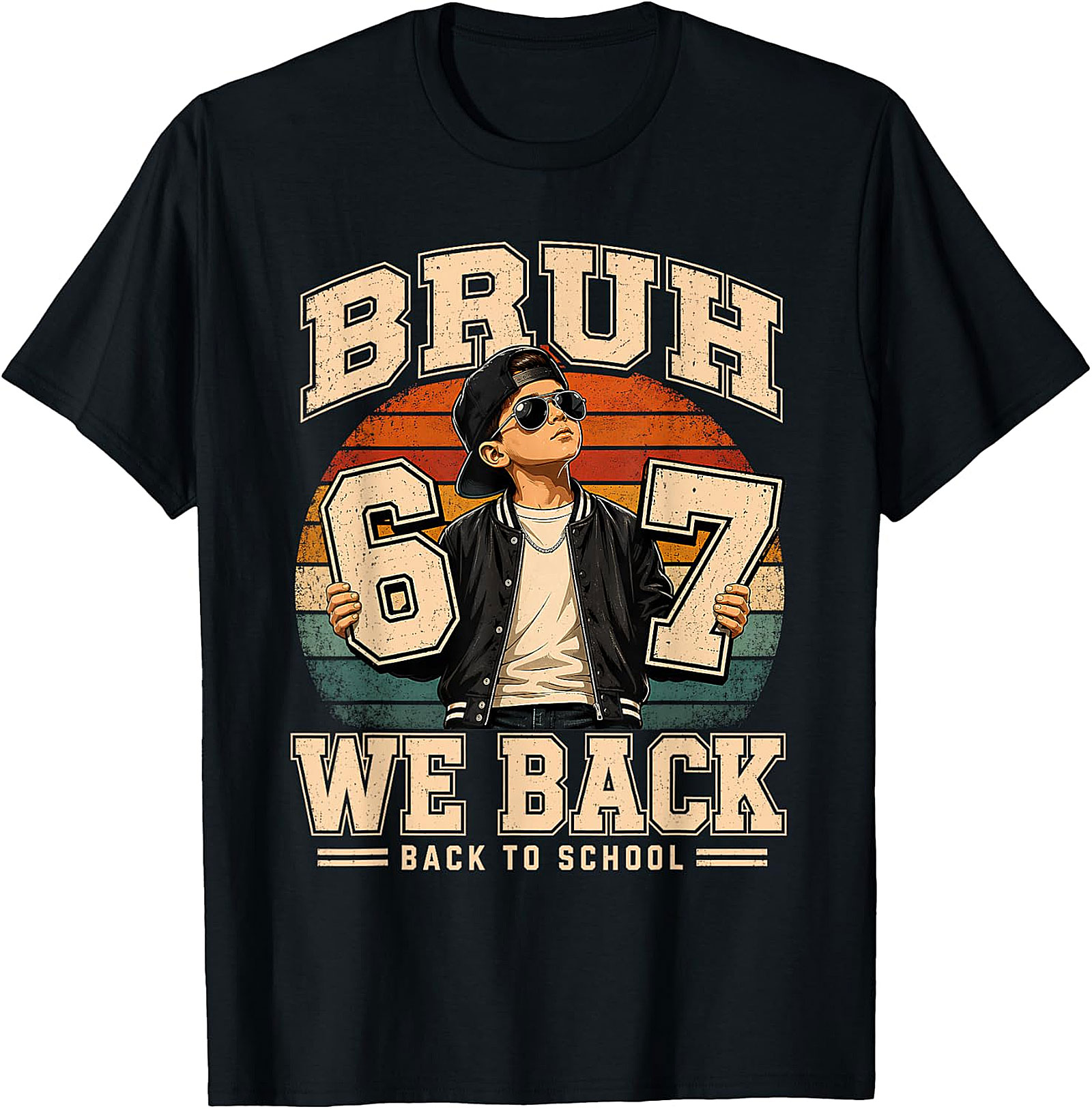 Bruh We Back To School 6th 7th Grade Retro Kids T-Shirt