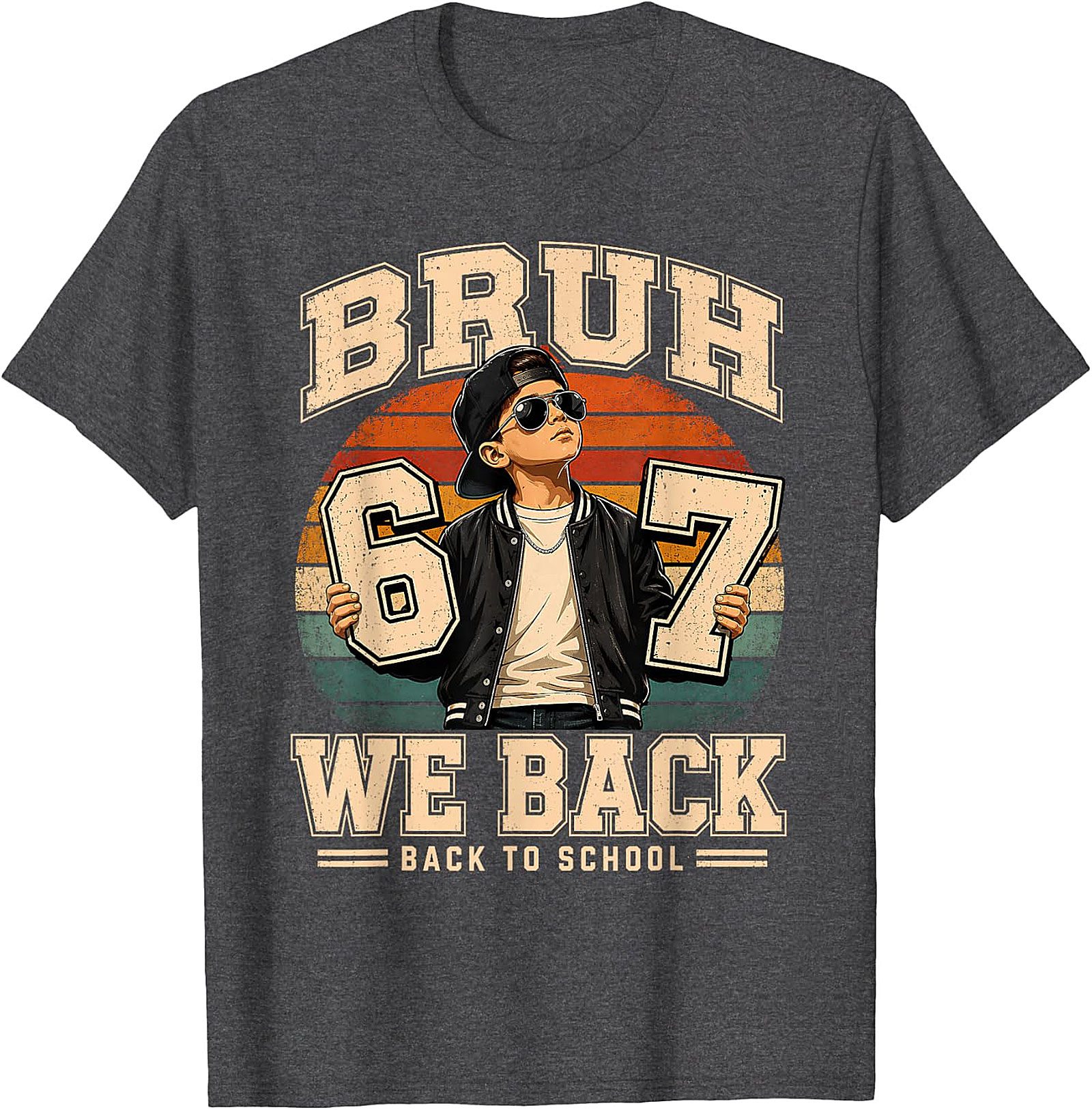 Bruh We Back To School 6th 7th Grade Retro Kids T-Shirt
