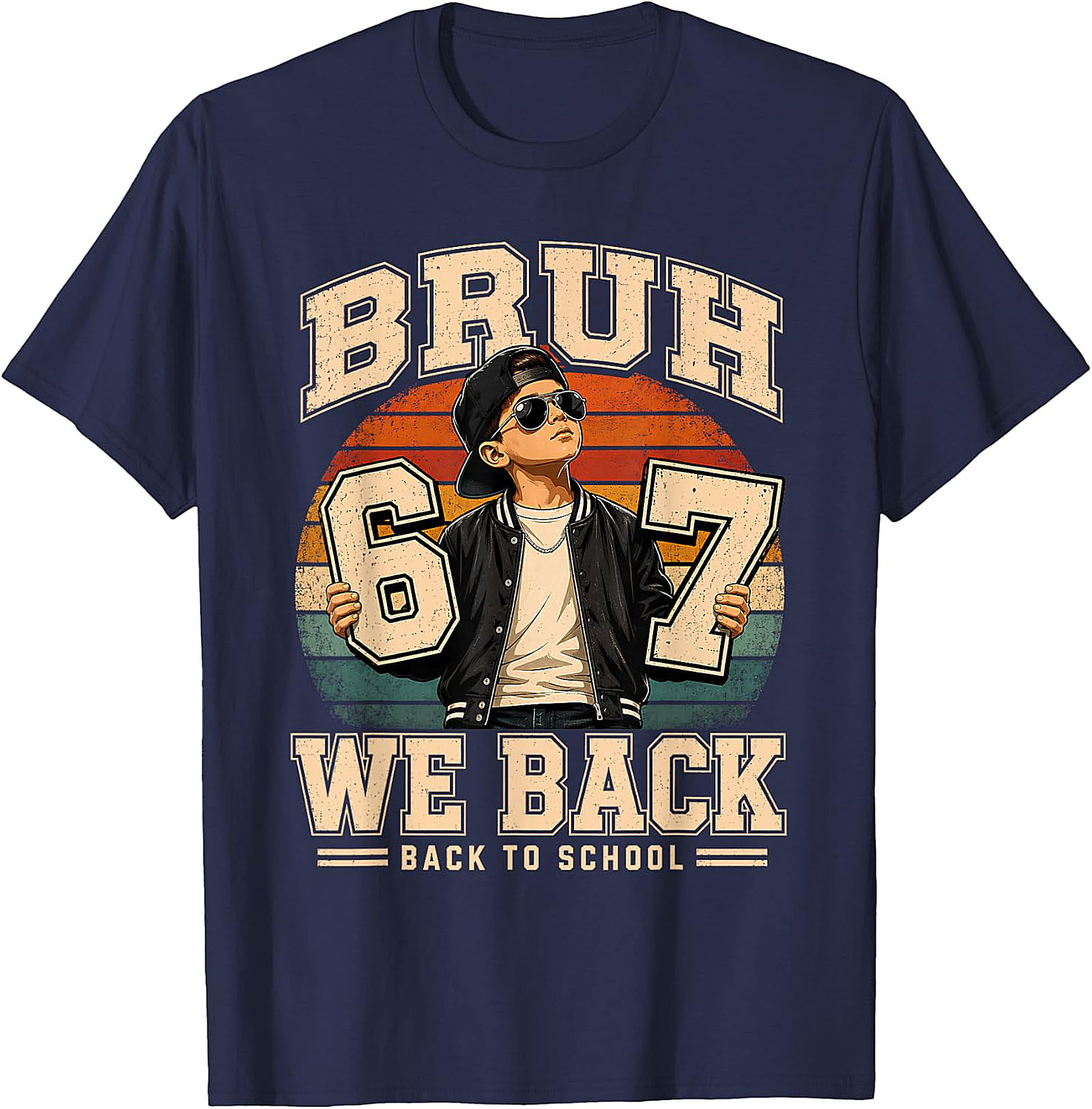 Bruh We Back To School 6th 7th Grade Retro Kids T-Shirt