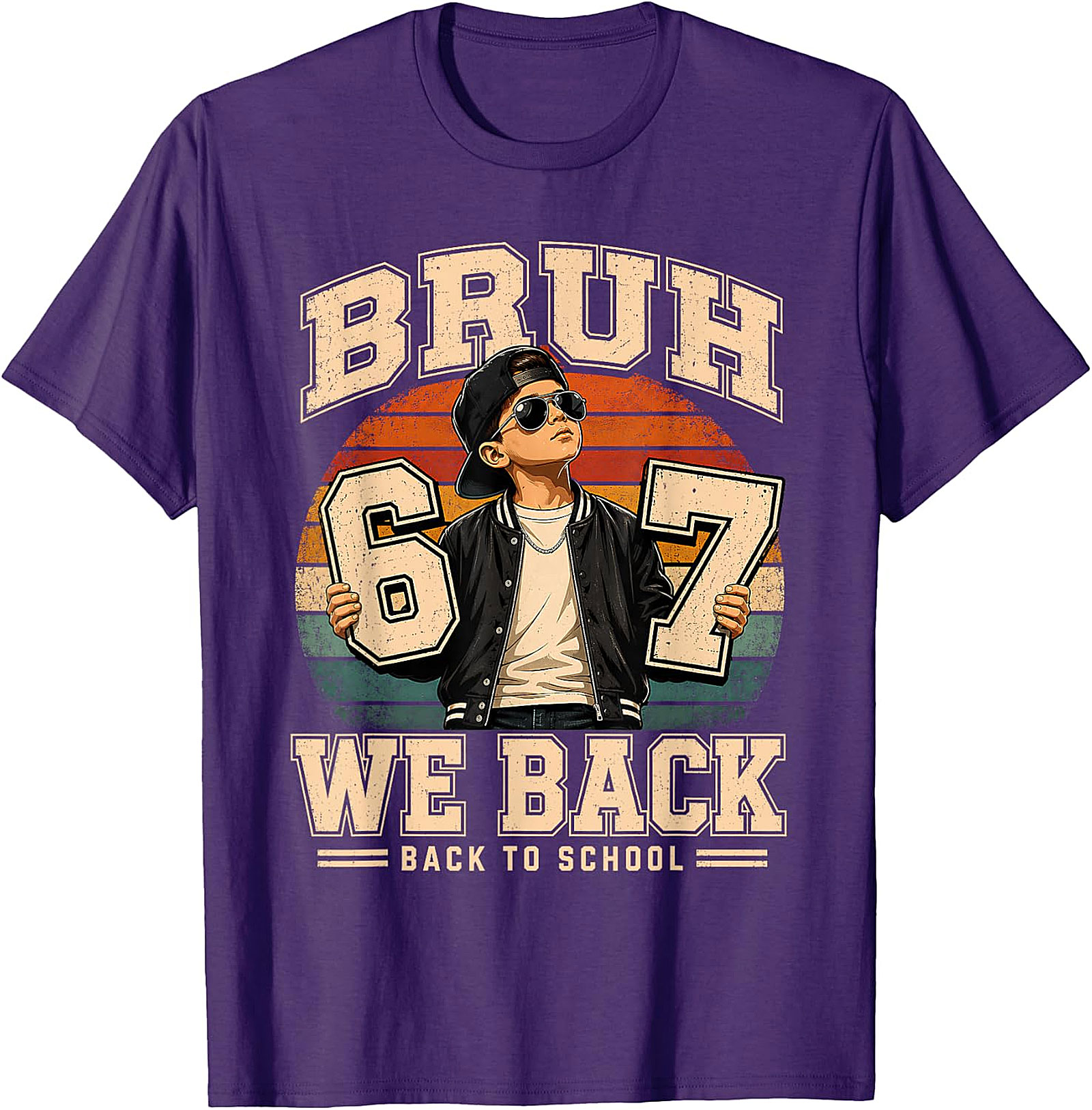 Bruh We Back To School 6th 7th Grade Retro Kids T-Shirt
