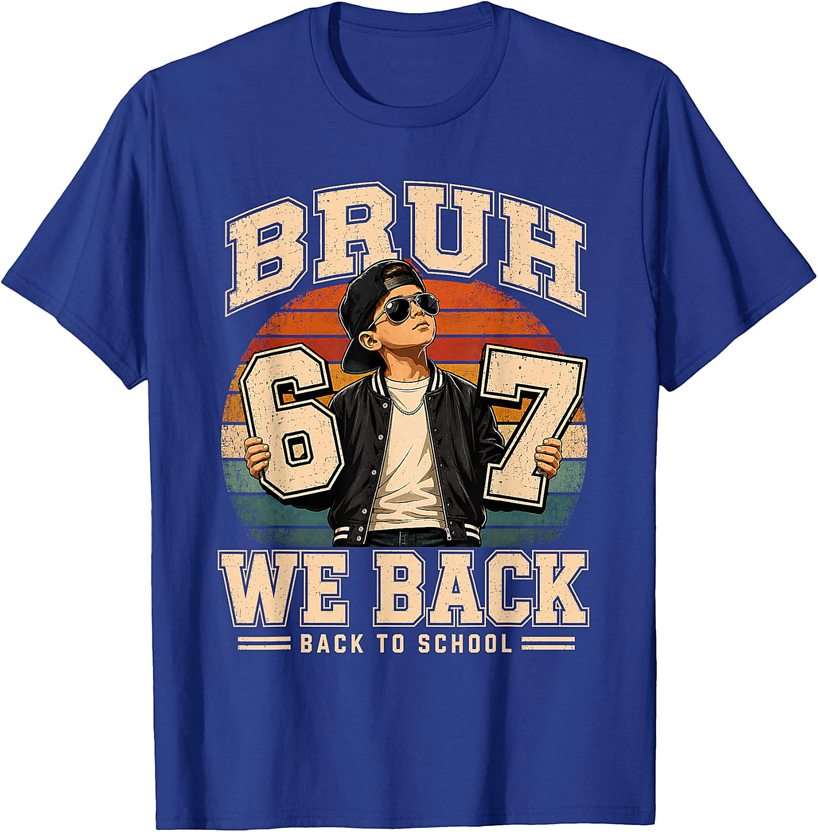 Bruh We Back To School 6th 7th Grade Retro Kids T-Shirt