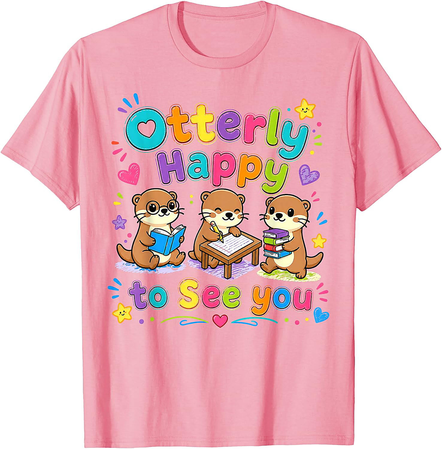 Otterly Happy to See You Teacher T-Shirt | Cute Otter Tee