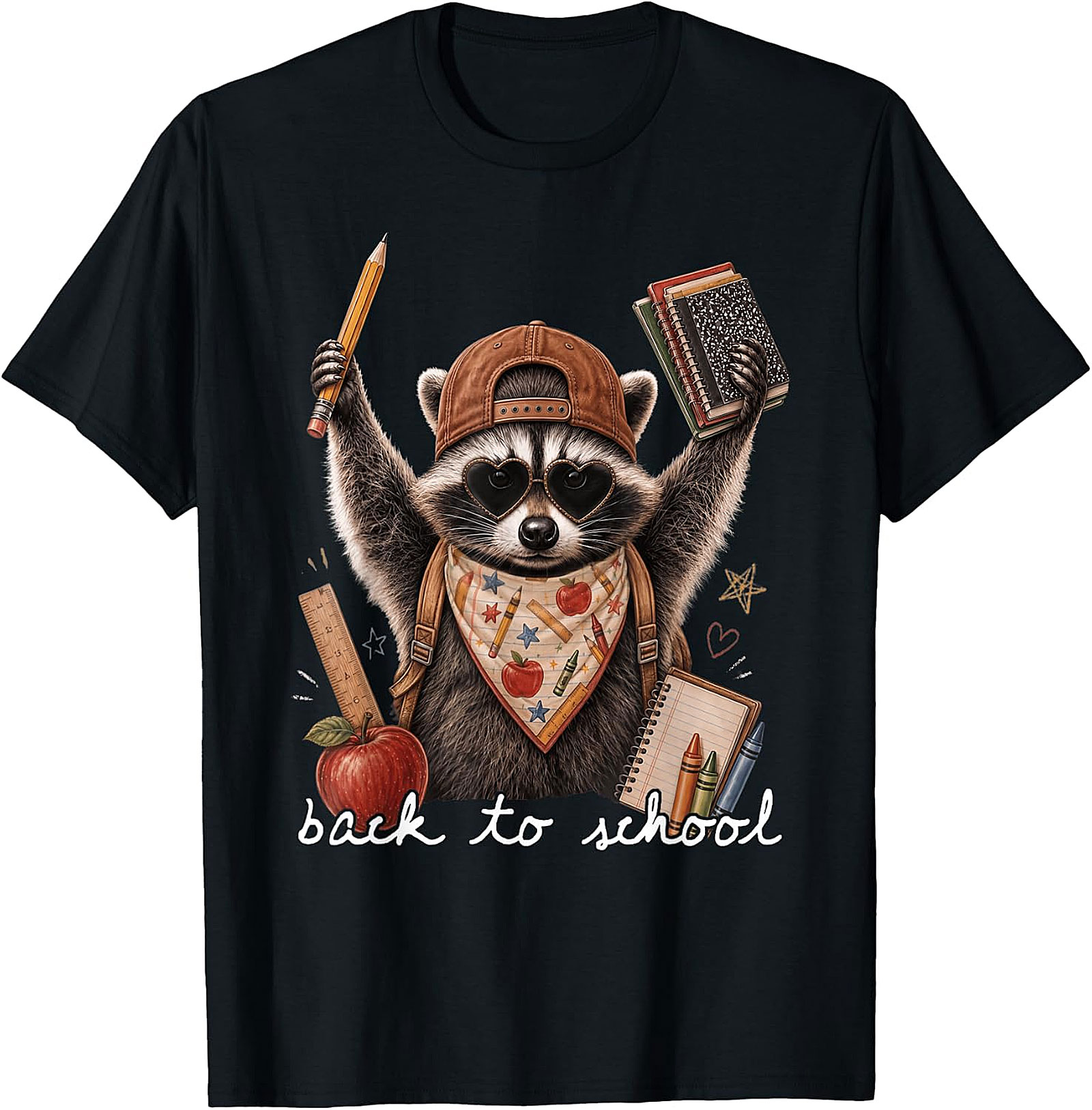 Back to School Raccoon T-Shirt | Cute Animal Graphic Tee