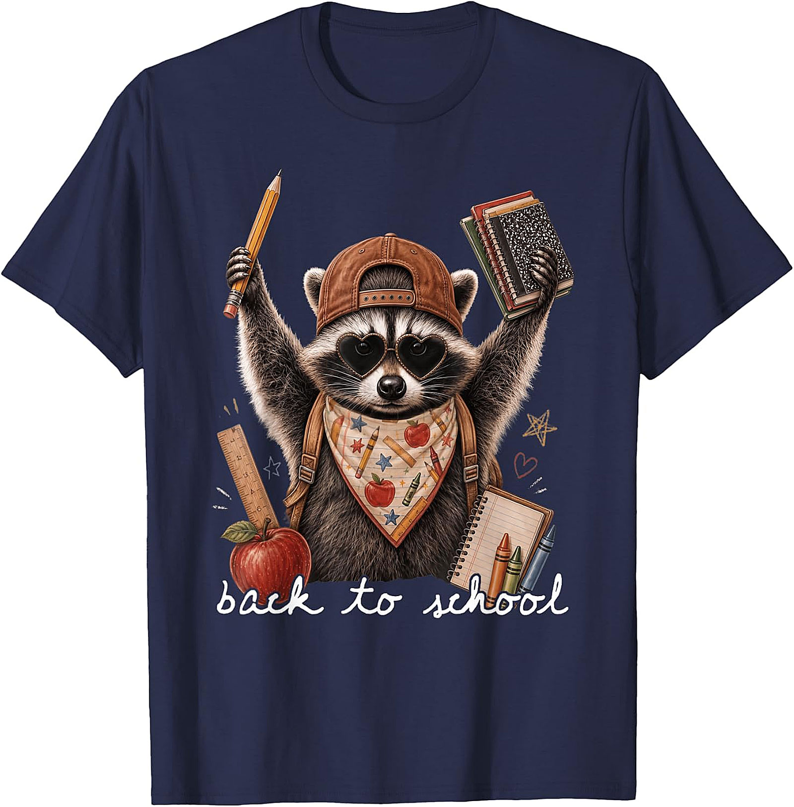 Back to School Raccoon T-Shirt | Cute Animal Graphic Tee
