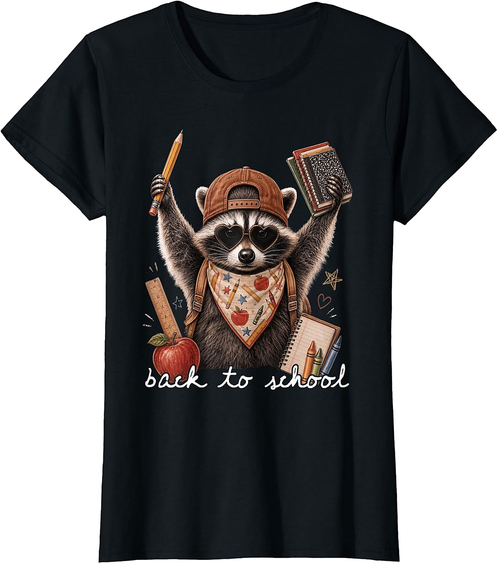 Back to School Raccoon T-Shirt | Cute Animal Graphic Tee