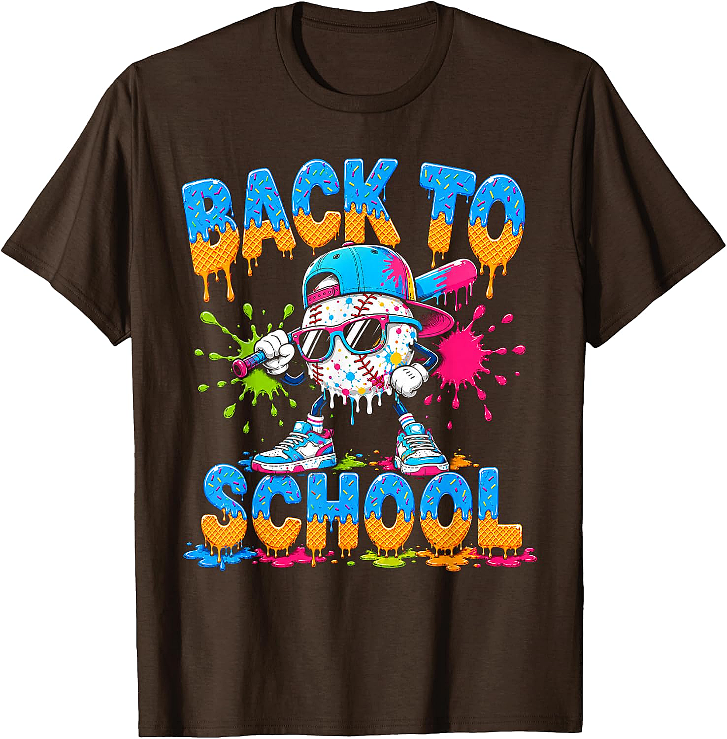 Back to School Baseball Drip Ice Cream T-Shirt