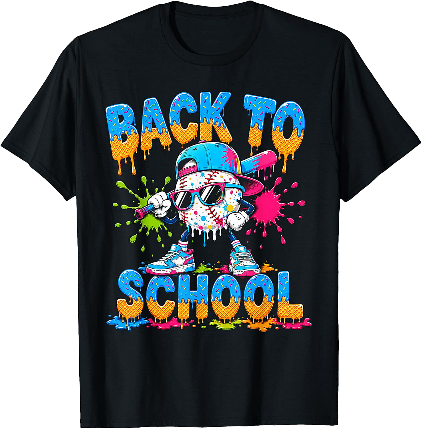 Back to School Baseball Drip Ice Cream T-Shirt