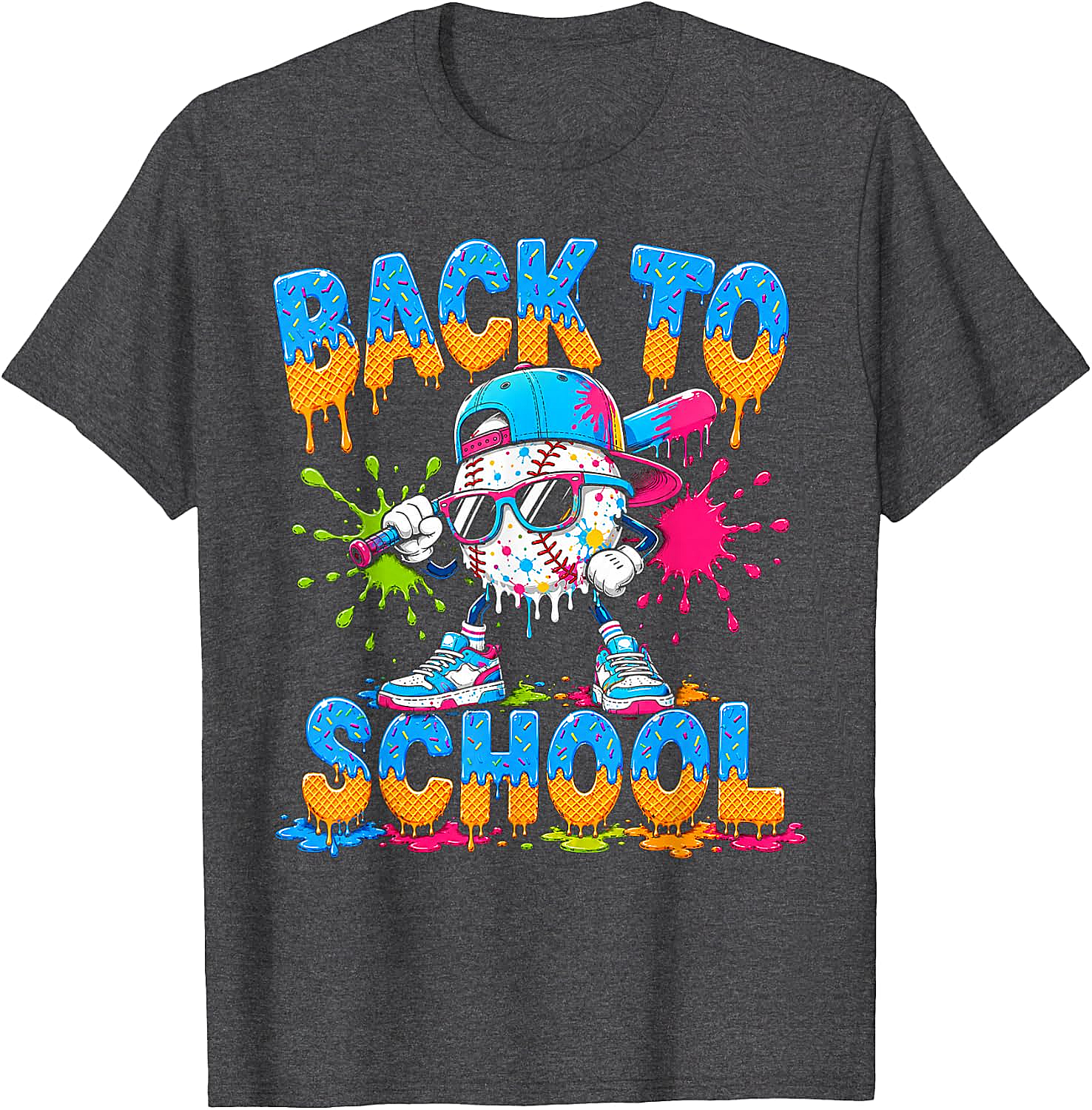 Back to School Baseball Drip Ice Cream T-Shirt