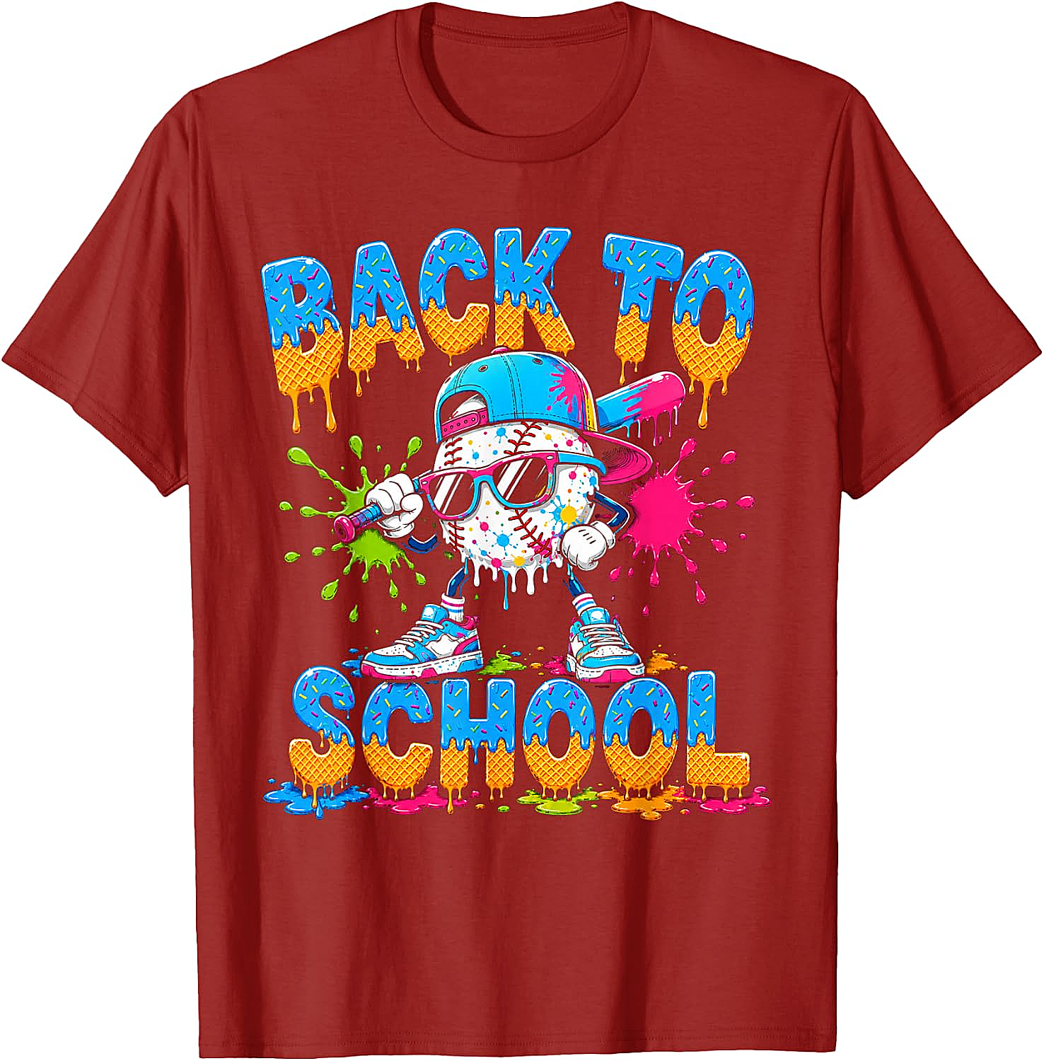 Back to School Baseball Drip Ice Cream T-Shirt