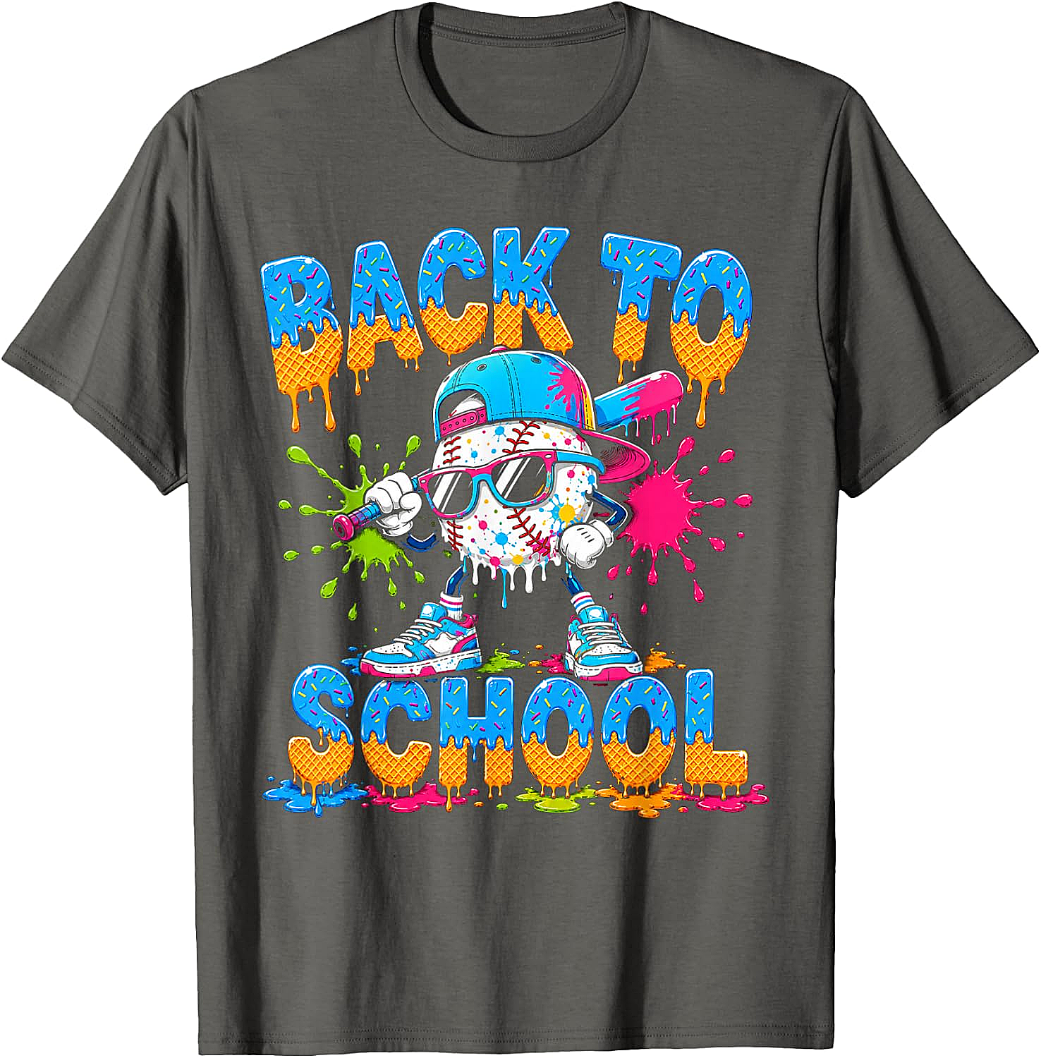 Back to School Baseball Drip Ice Cream T-Shirt