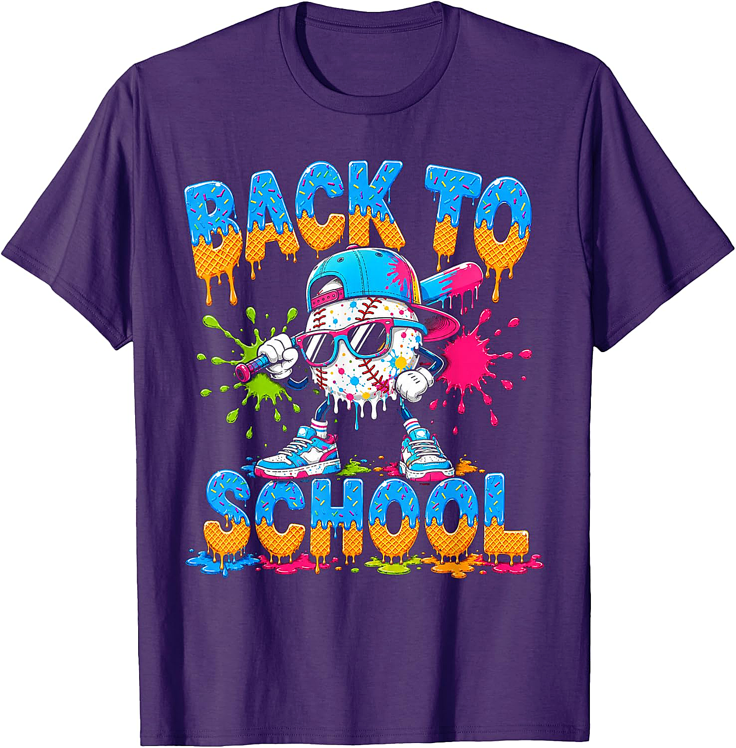 Back to School Baseball Drip Ice Cream T-Shirt