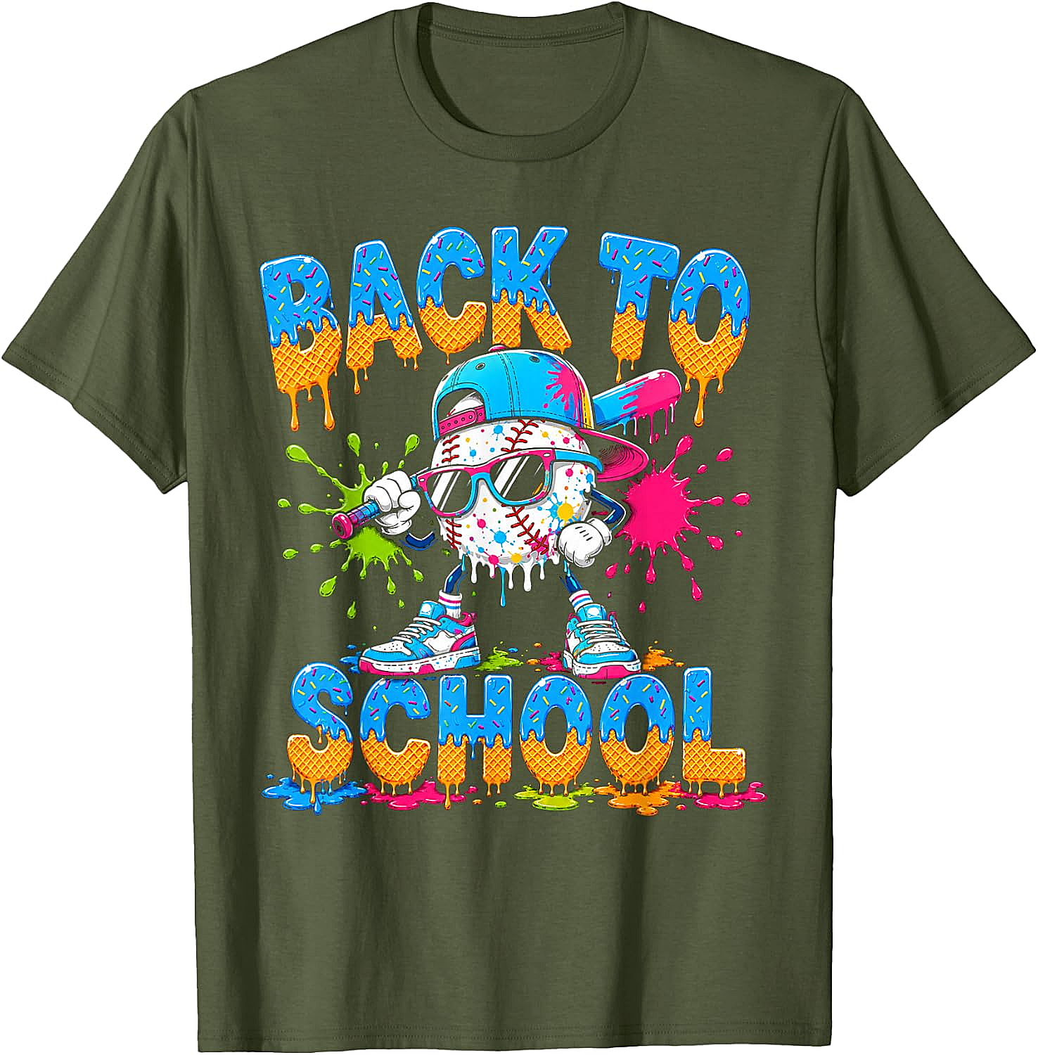 Back to School Baseball Drip Ice Cream T-Shirt