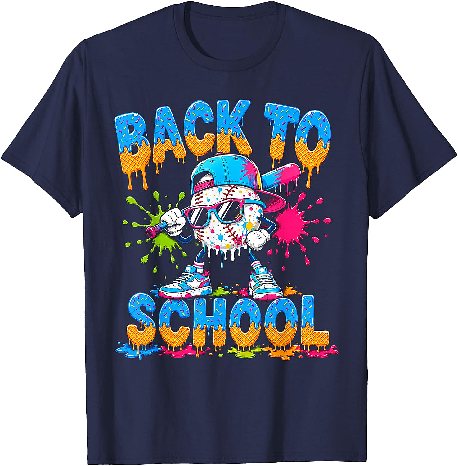 Back to School Baseball Drip Ice Cream T-Shirt