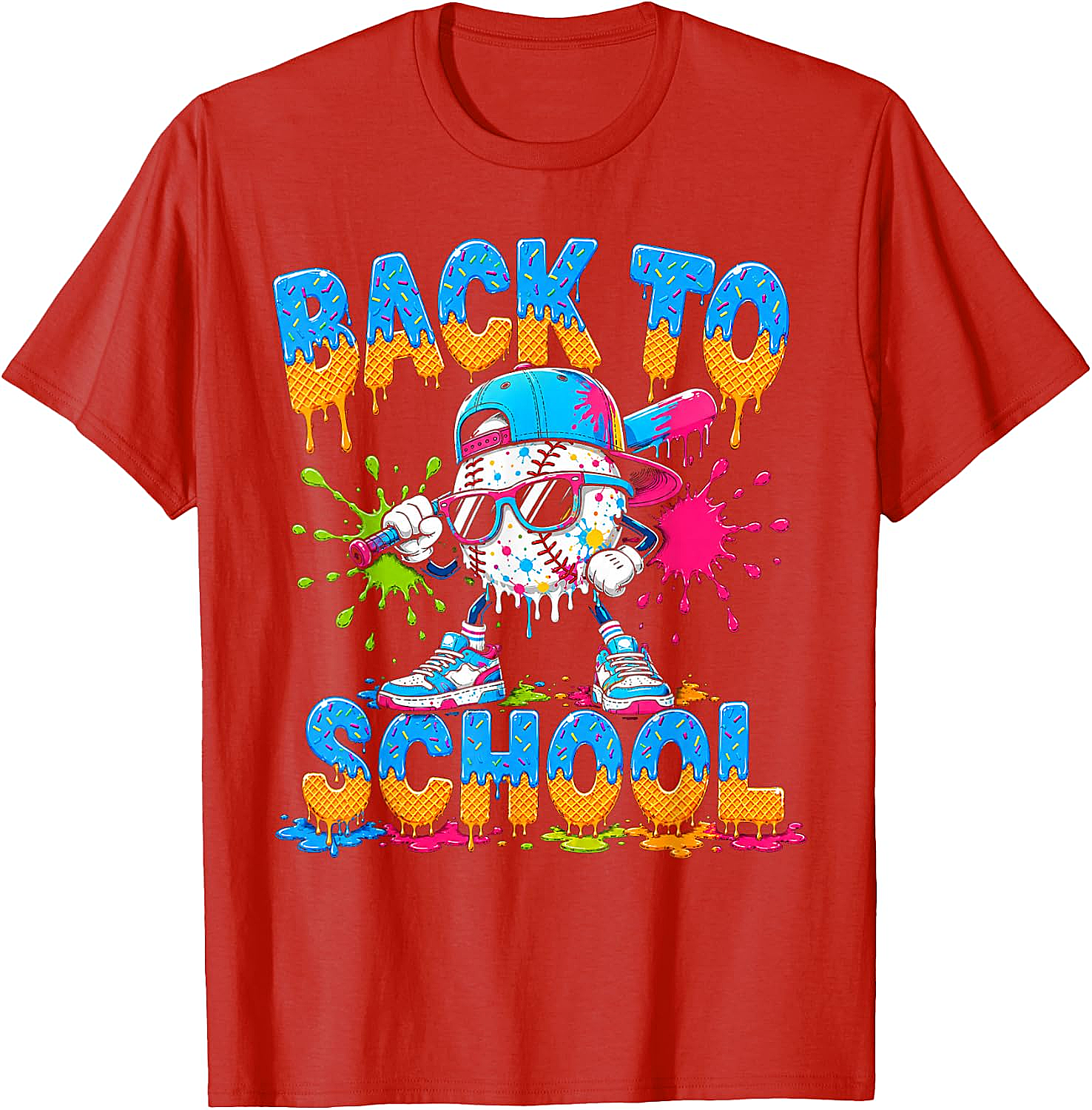 Back to School Baseball Drip Ice Cream T-Shirt