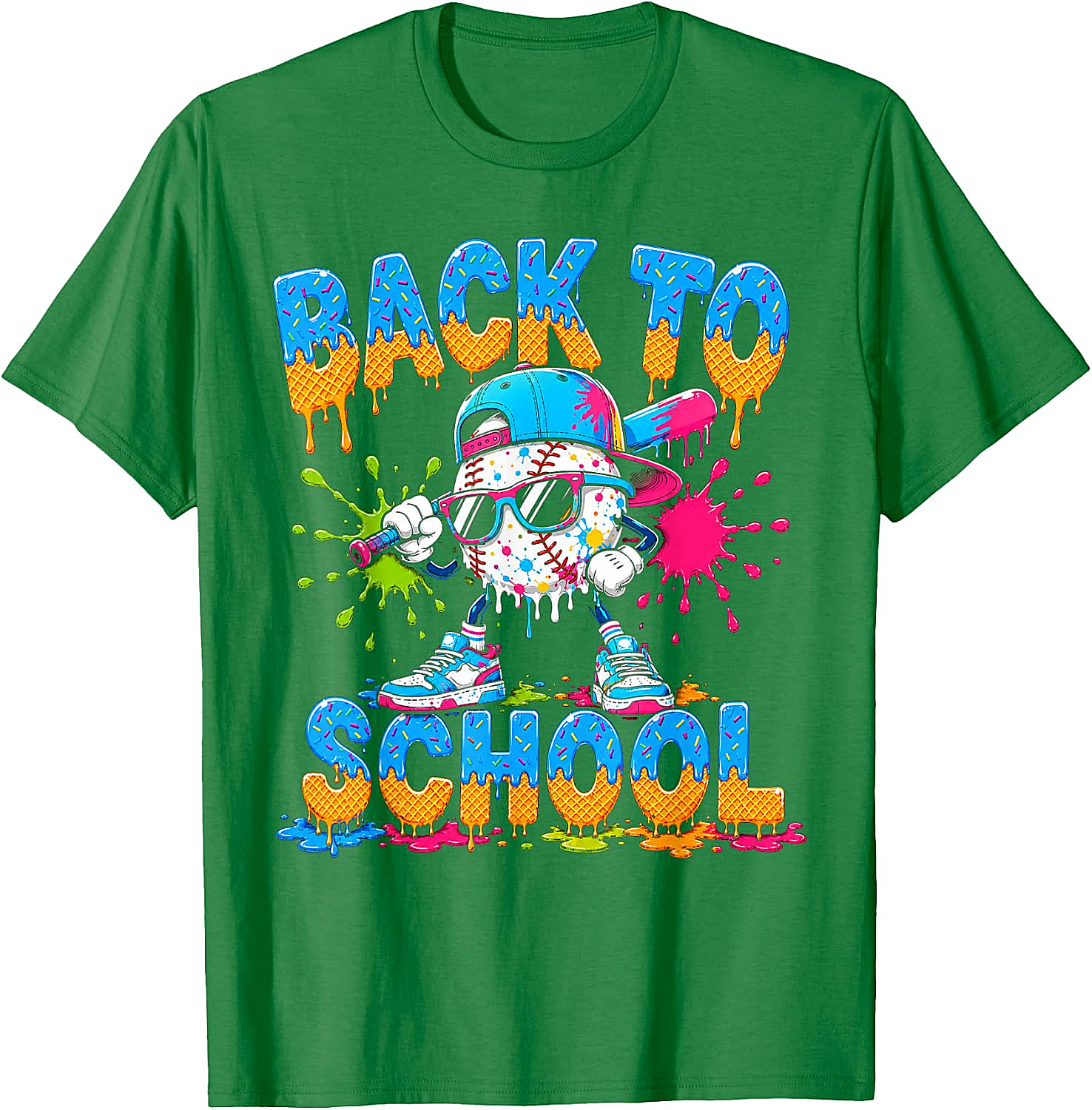 Back to School Baseball Drip Ice Cream T-Shirt