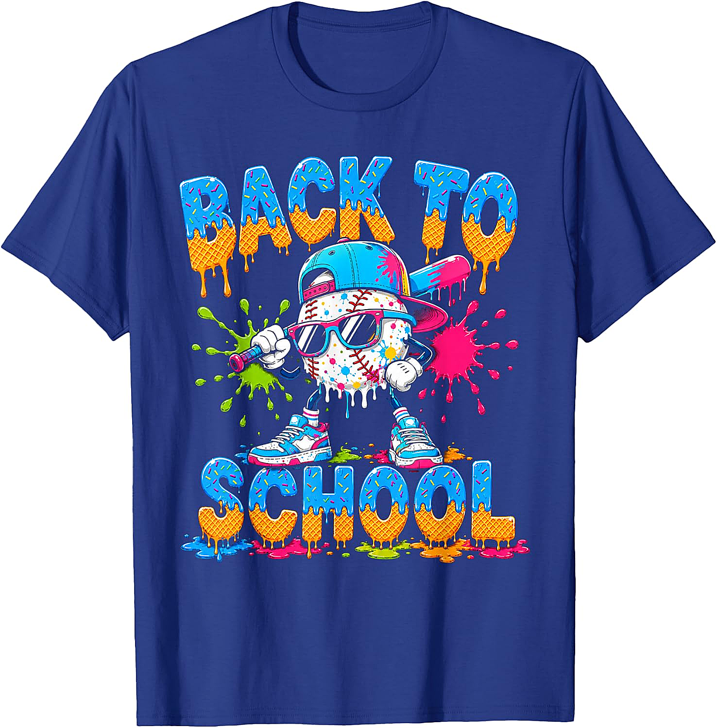 Back to School Baseball Drip Ice Cream T-Shirt