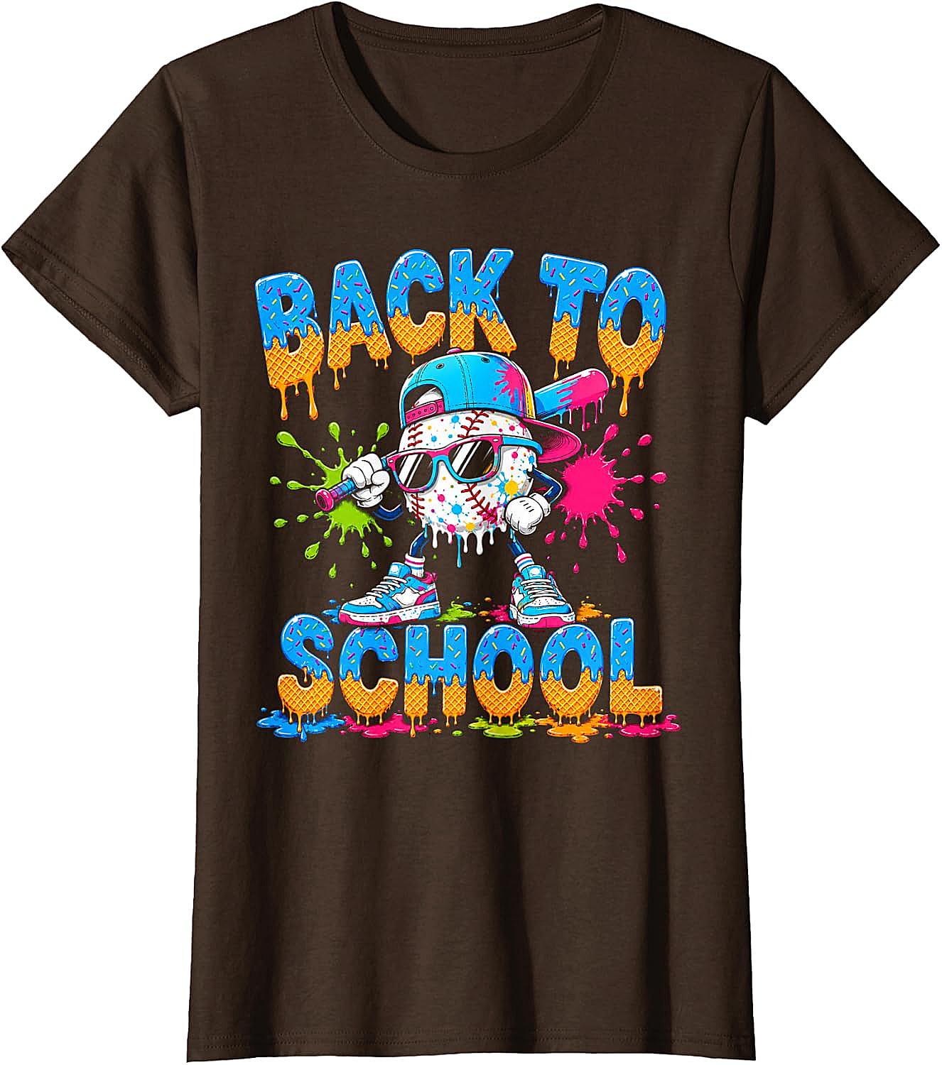 Back to School Baseball Drip Ice Cream T-Shirt