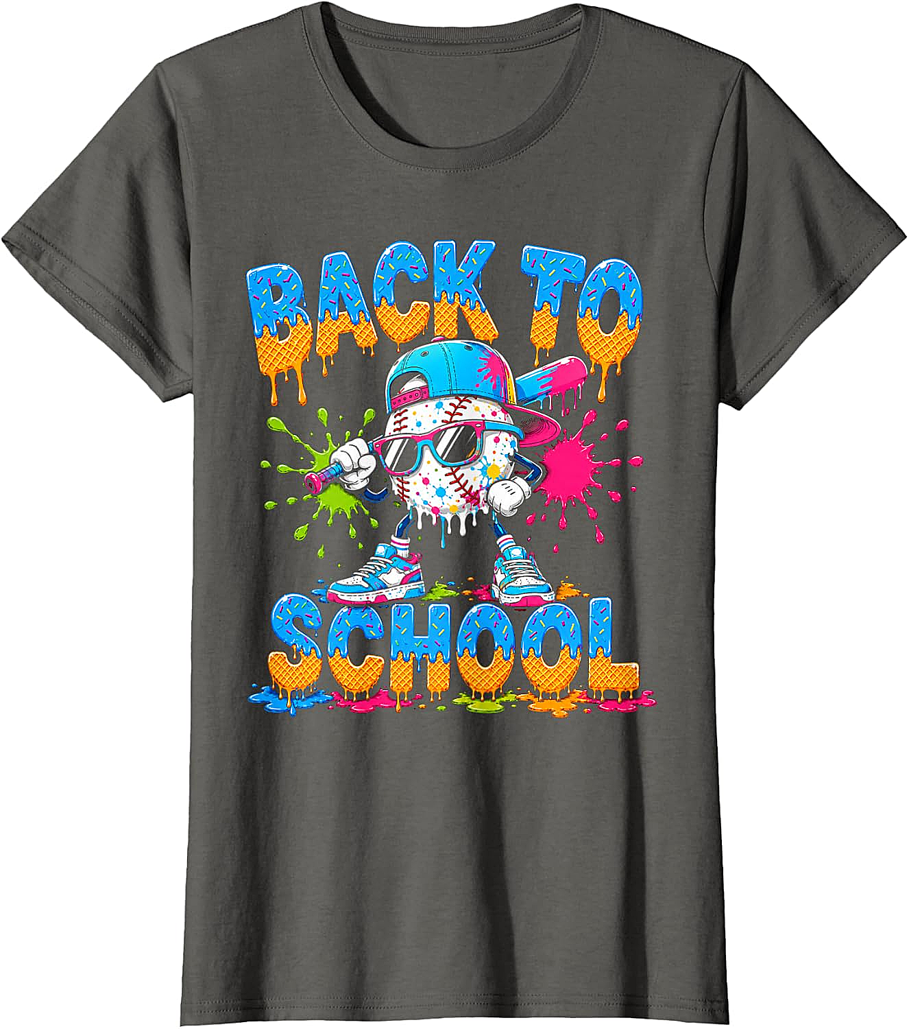 Back to School Baseball Drip Ice Cream T-Shirt