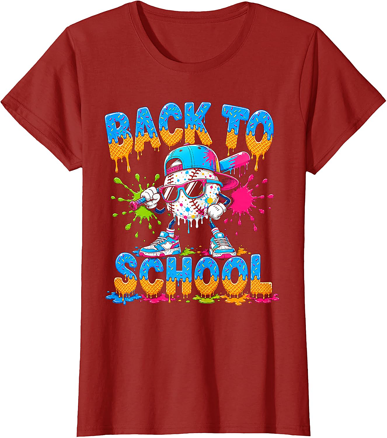 Back to School Baseball Drip Ice Cream T-Shirt