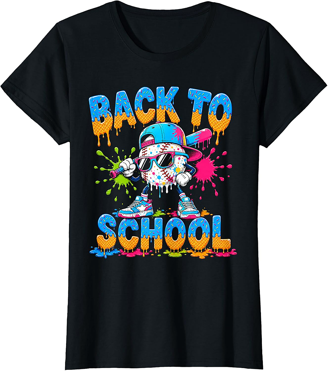 Back to School Baseball Drip Ice Cream T-Shirt