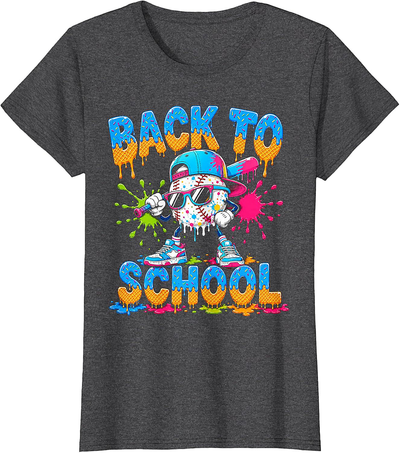 Back to School Baseball Drip Ice Cream T-Shirt