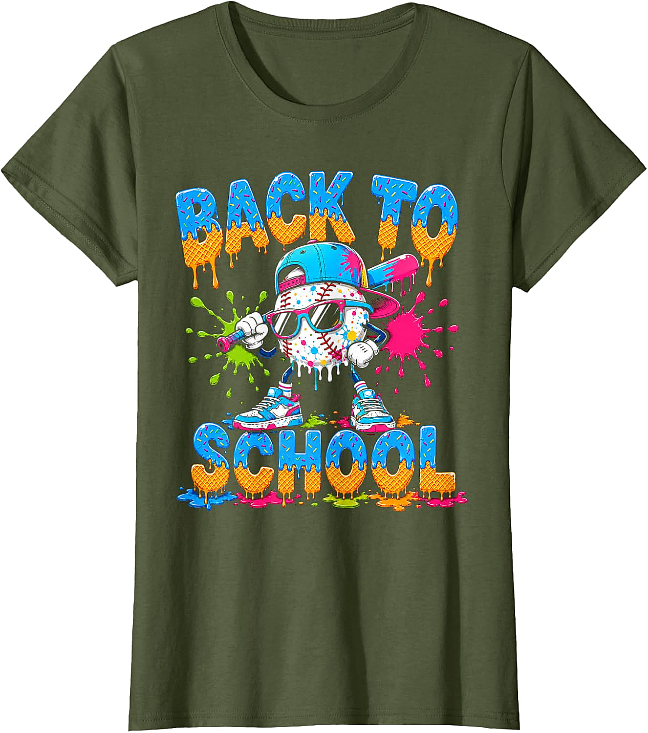 Back to School Baseball Drip Ice Cream T-Shirt