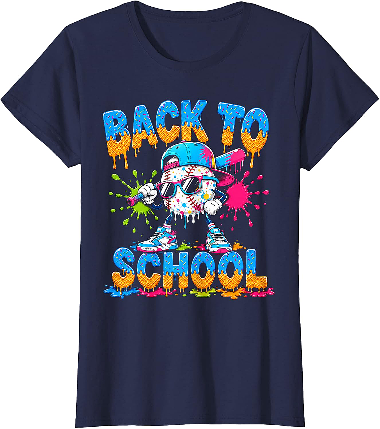 Back to School Baseball Drip Ice Cream T-Shirt