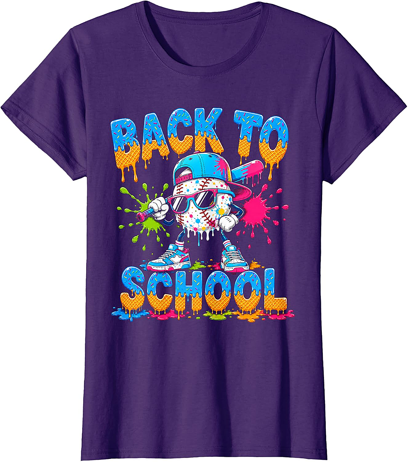 Back to School Baseball Drip Ice Cream T-Shirt