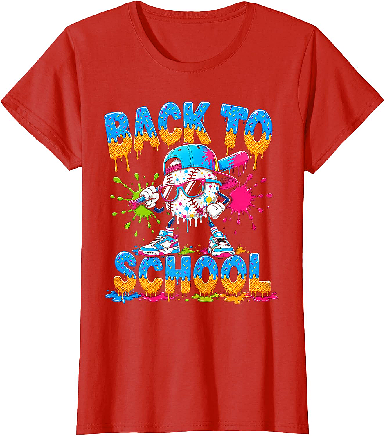 Back to School Baseball Drip Ice Cream T-Shirt